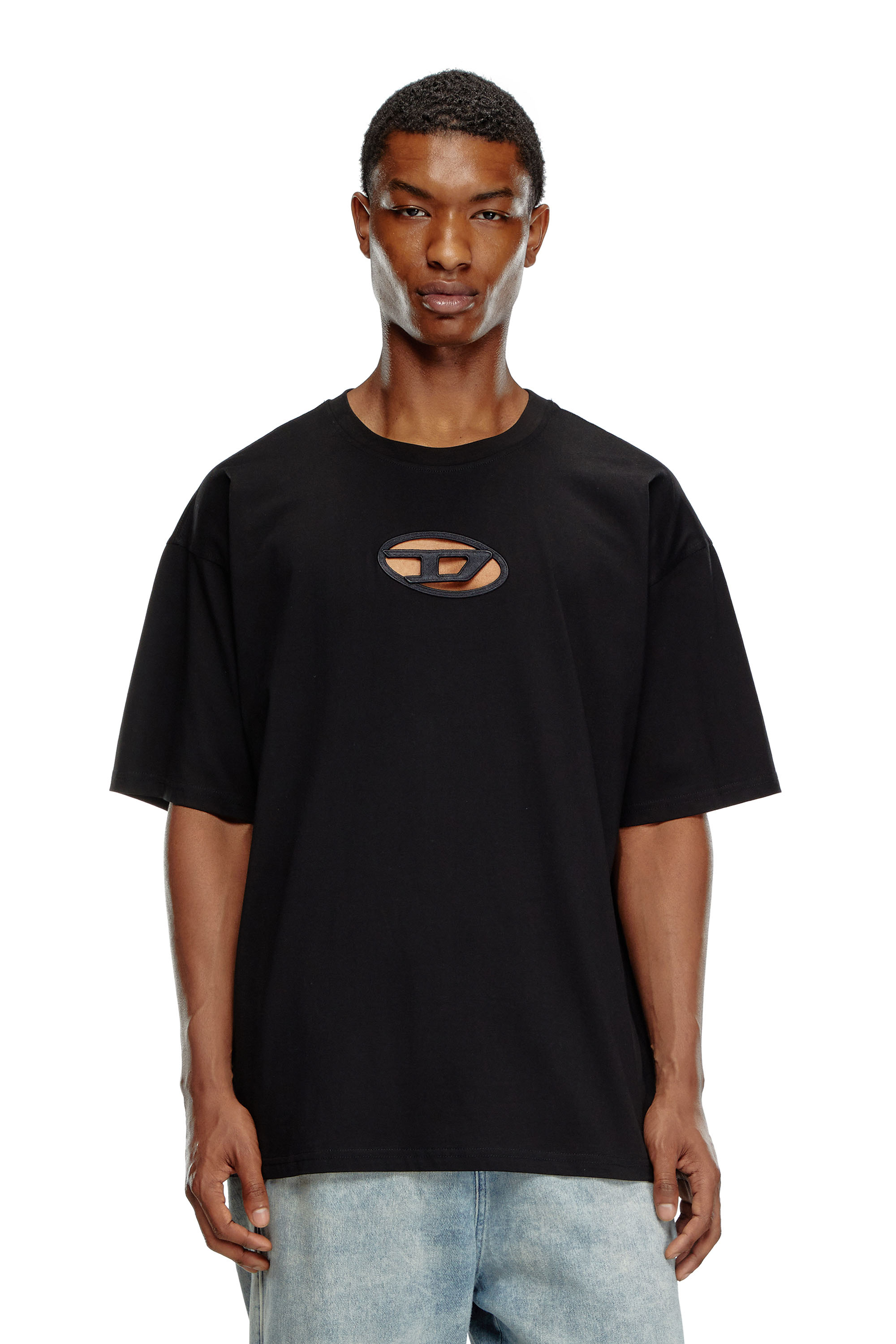 Diesel - T-BOXT-OD, Unisex T-shirt con ricamo Oval D in Nero - Image 1