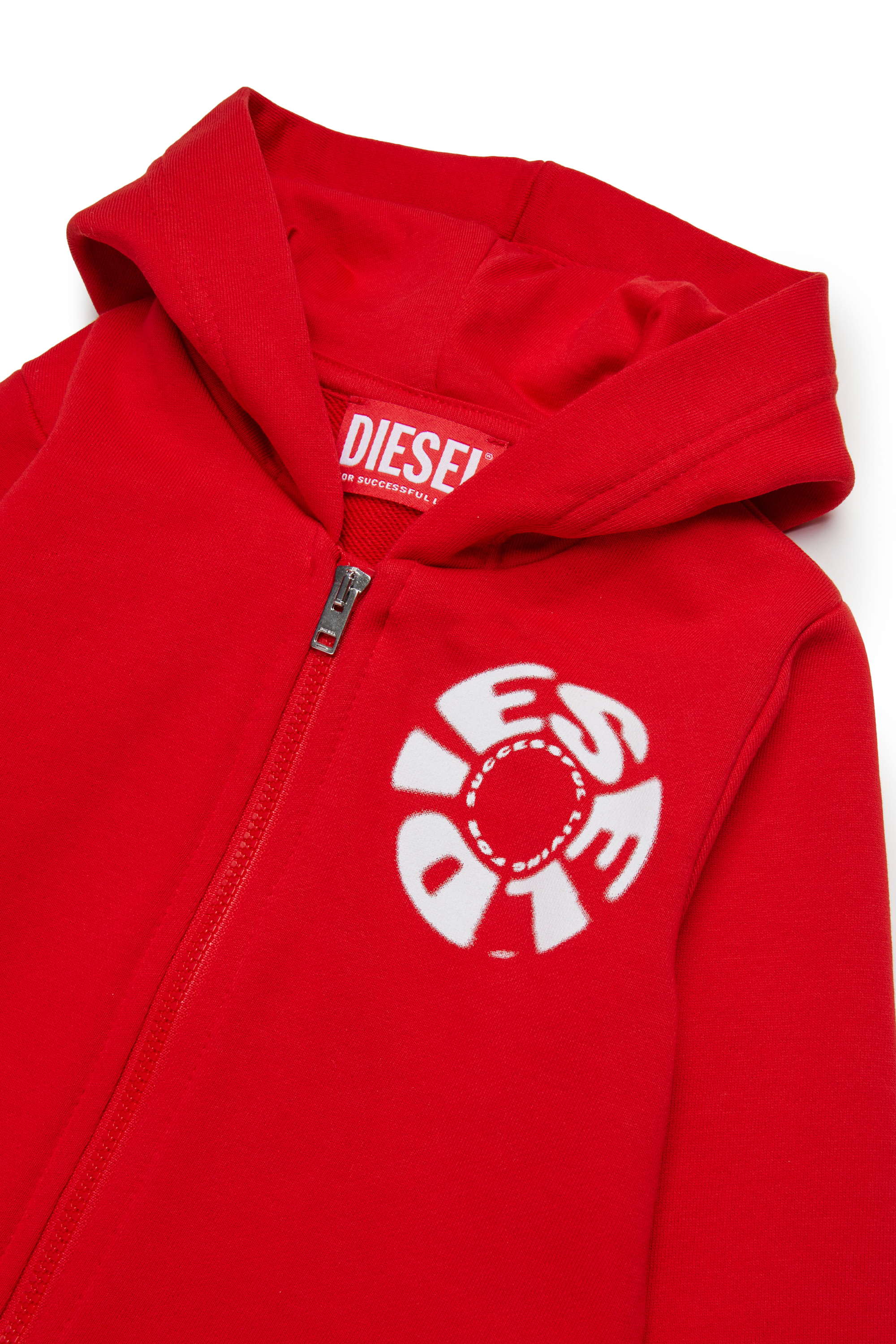 Diesel - SPRAVONB, Sweat à capuche en coton avec fermeture éclair intégrale Homme in Rouge - 3