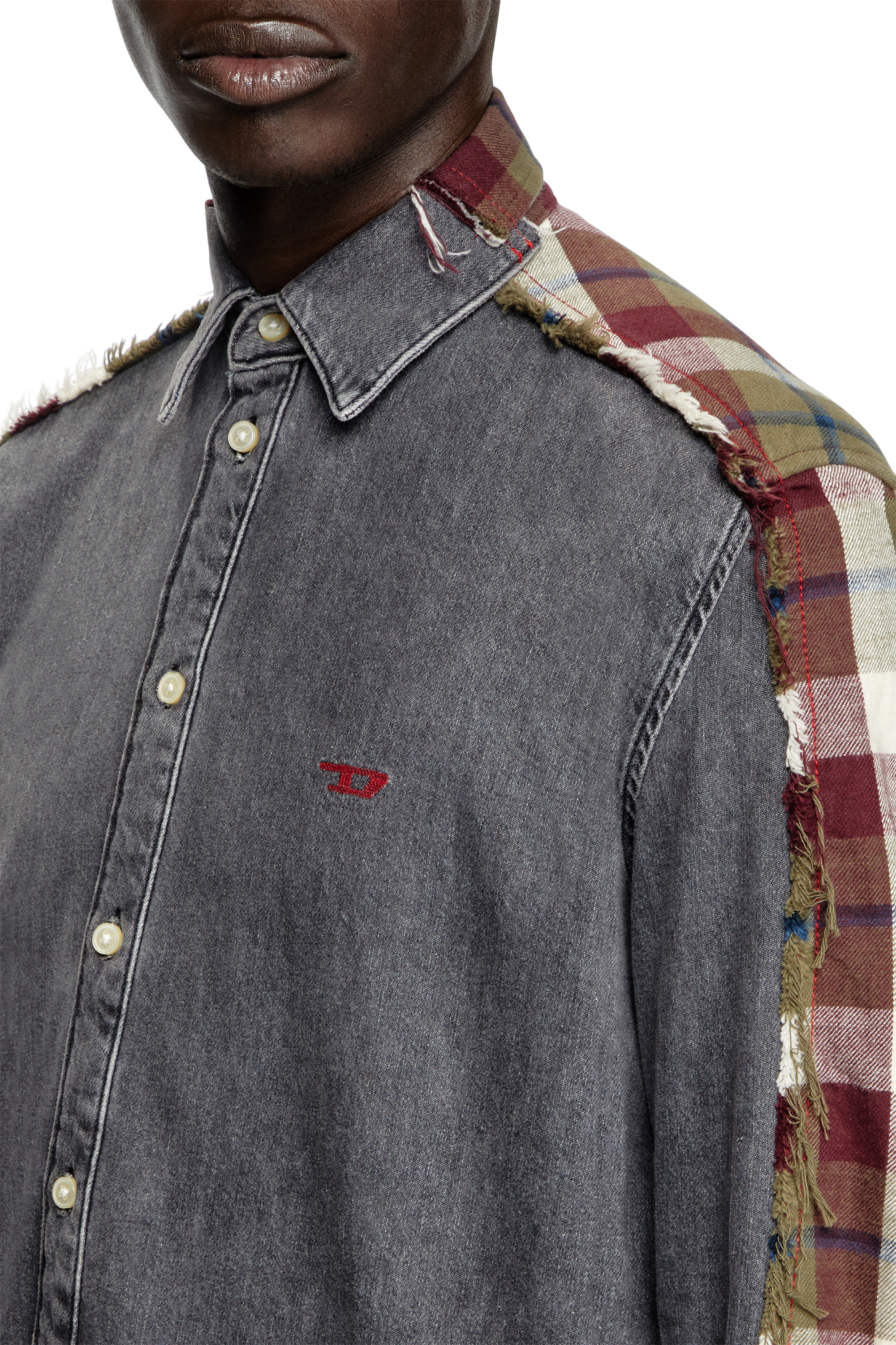 Diesel - Shirt Dieseloves 7A, Camicia in denim e tessuto check Unisex in Multicolor - 5