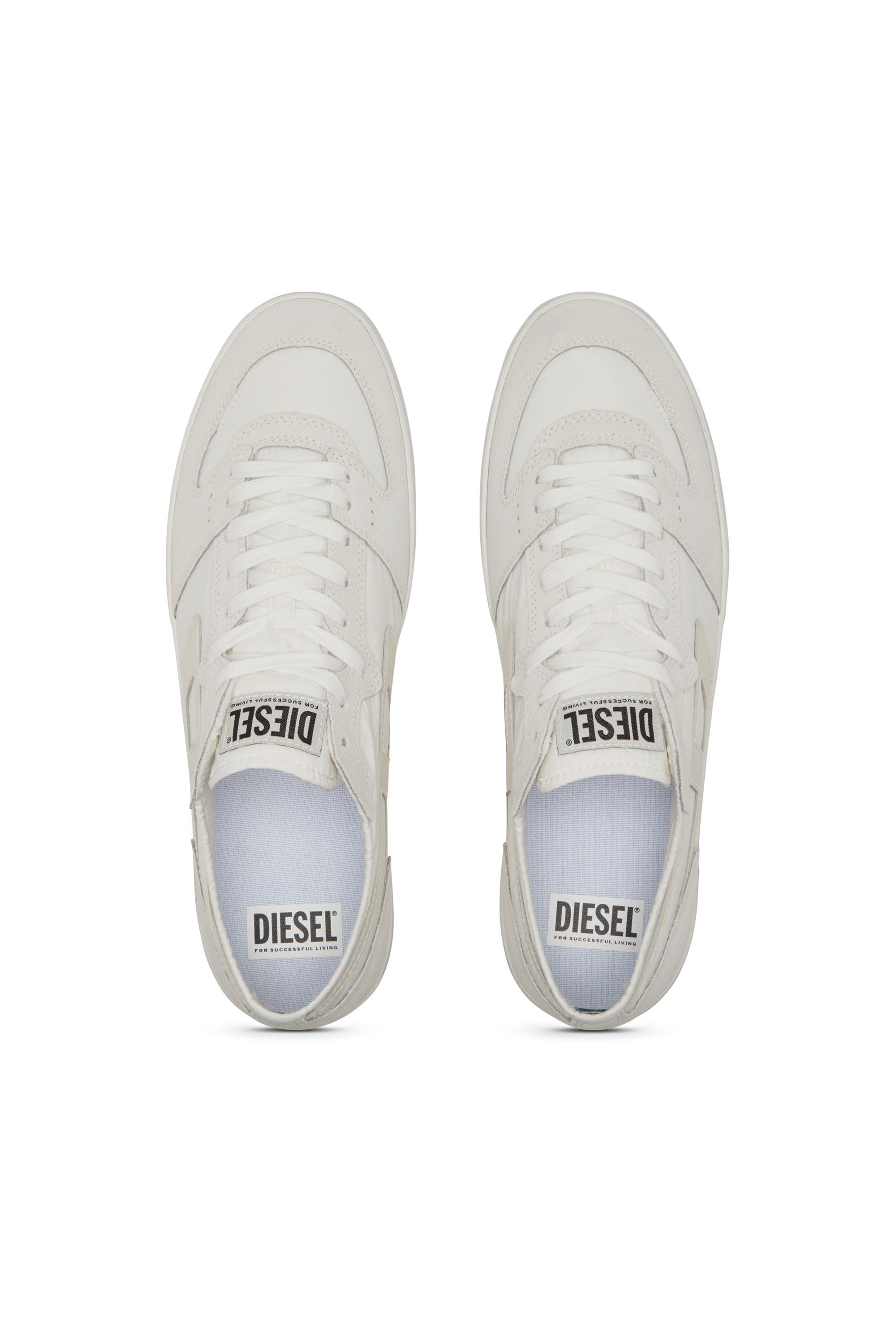 Diesel - S-LEROJI D-1 LOW, Sneakers en ripstop matelassé et cuir suédé Homme in Blanc - 6