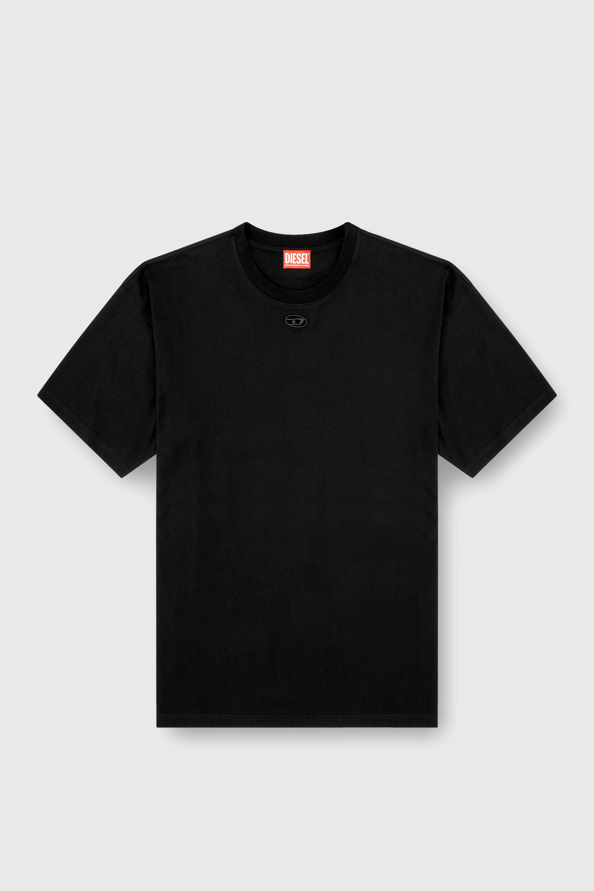 Diesel - T-BOXT-DCO, T-shirt in cotone dalla vestibilit&agrave; rilassata con ricamo Oval D Uomo in Nero - 2