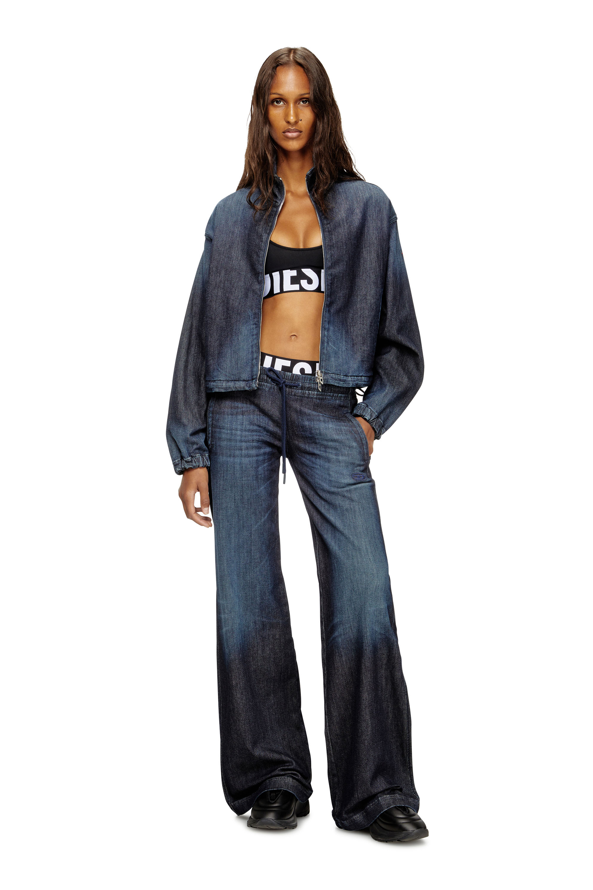 Diesel - ALLISON-D-POP, Brassière de sport en microfibre avec logo tronqué Femme in Noir - 6