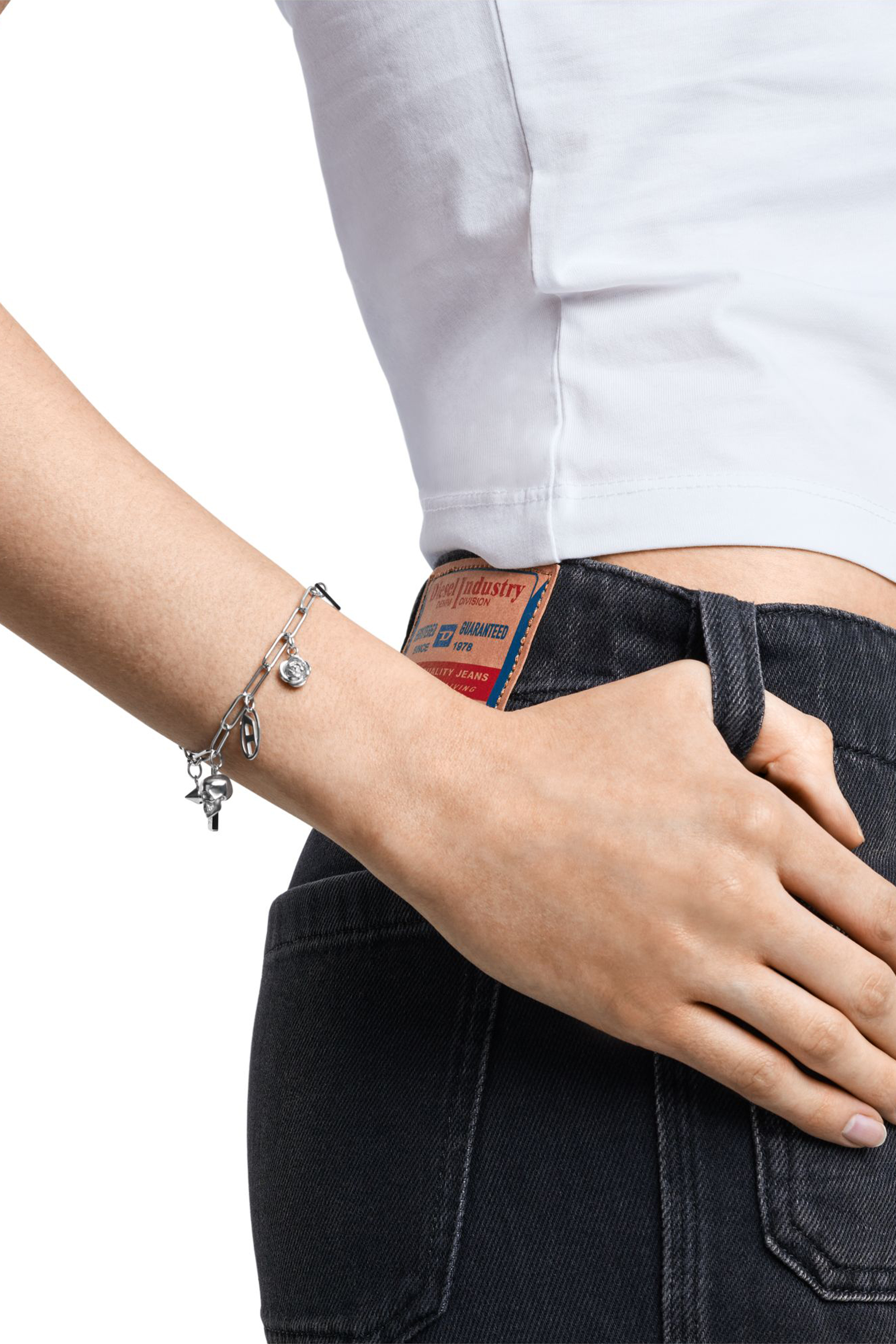 Diesel - DX1604040, Bracelet à breloques en acier inoxydable Mixte in Gris argenté - 3