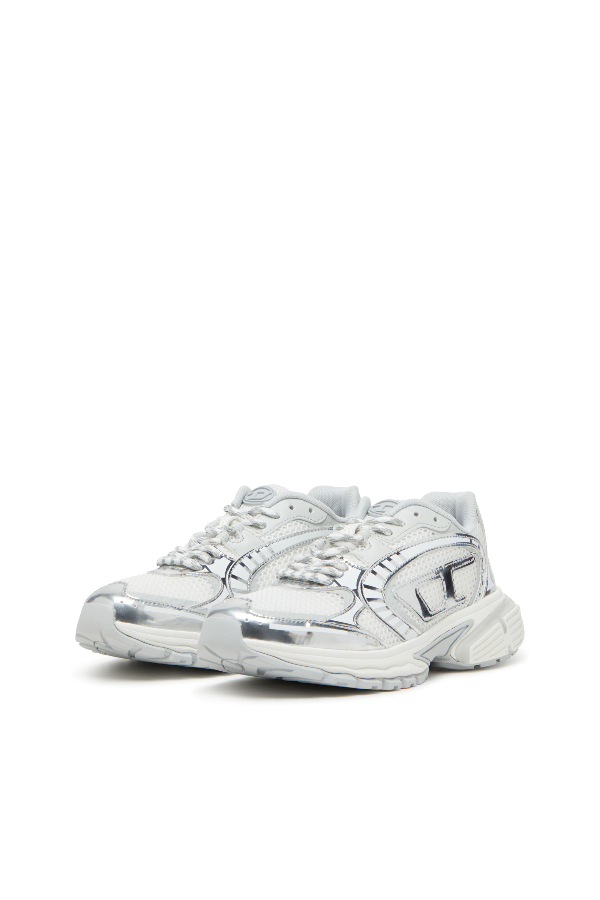 Diesel - S-PRO-V-DENSE LOW W, S-Pro-V-Dense-Sneaker in rete metallizzata con logo Oval D Donna in Bianco - 8