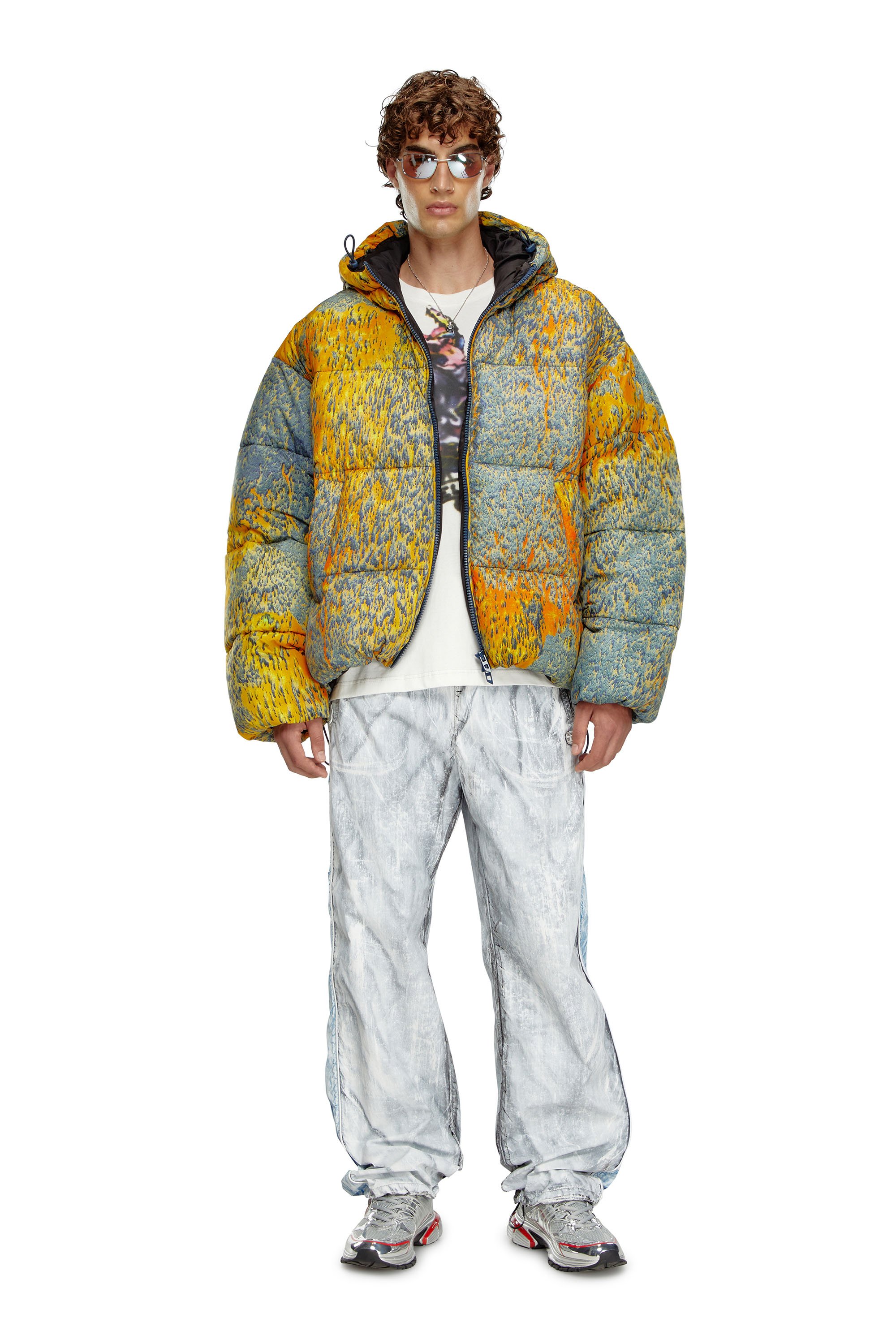 Diesel - W-BOGAERT, Piumino con motivo acid rain Uomo in Multicolor - 1