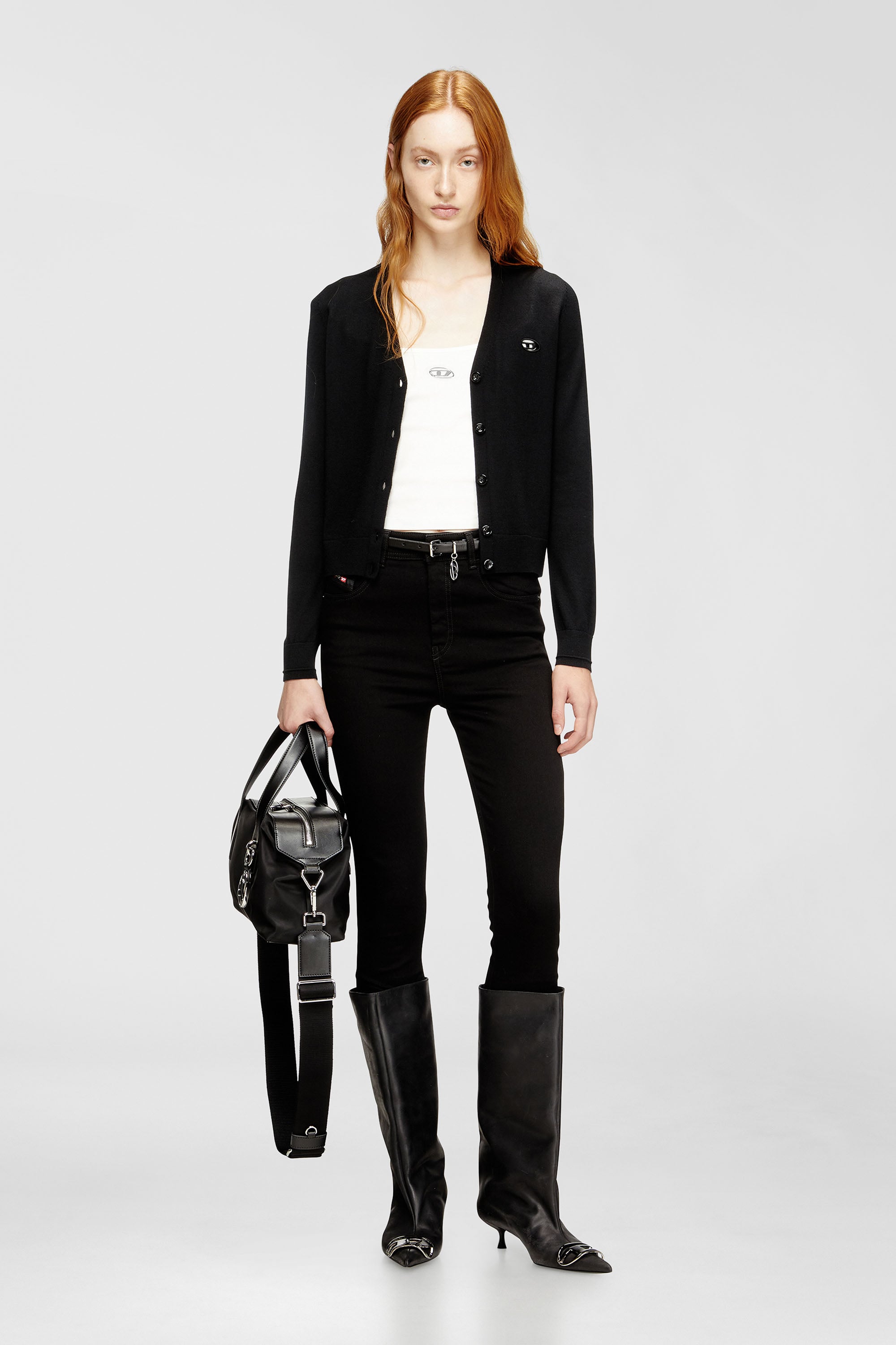 Diesel - T-HUPY-OD, Canotta a costine con Oval D metallizzato Donna in Bianco - 2