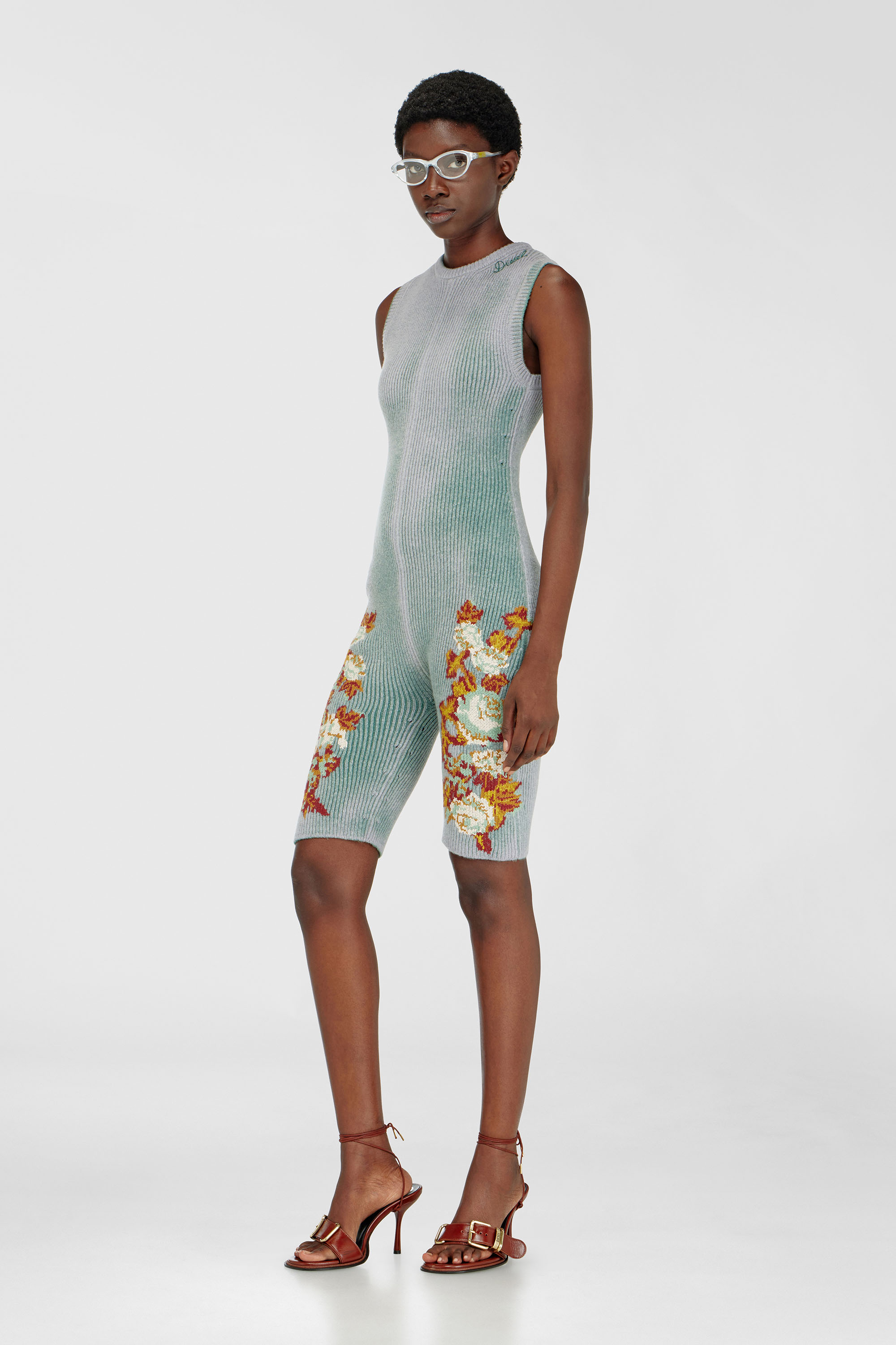 Diesel - M-RAREM, Tuta in maglia con motivo floreale Donna in Multicolor - 3