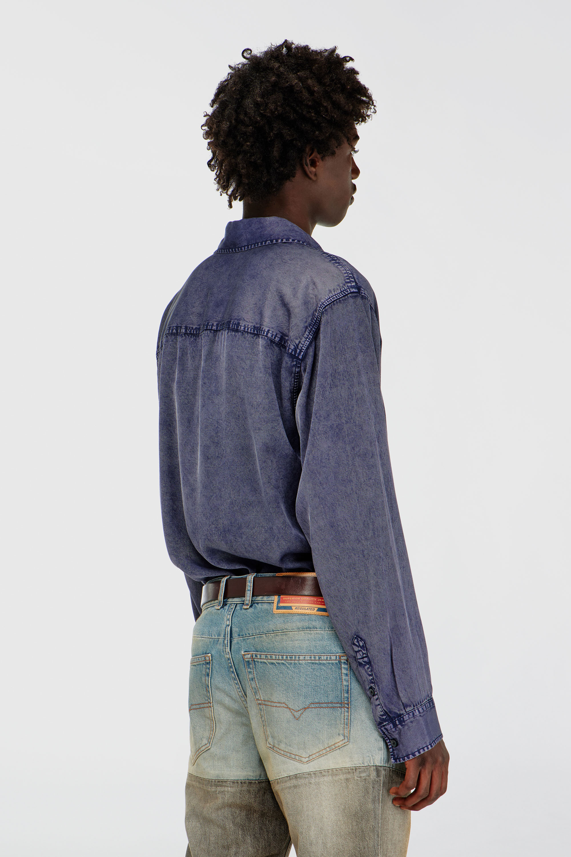 Diesel - S-SIMPLY-NIBC, Herren Flie&szlig;endes Hemd aus Viskose in Denim-Optik in Blau - 4