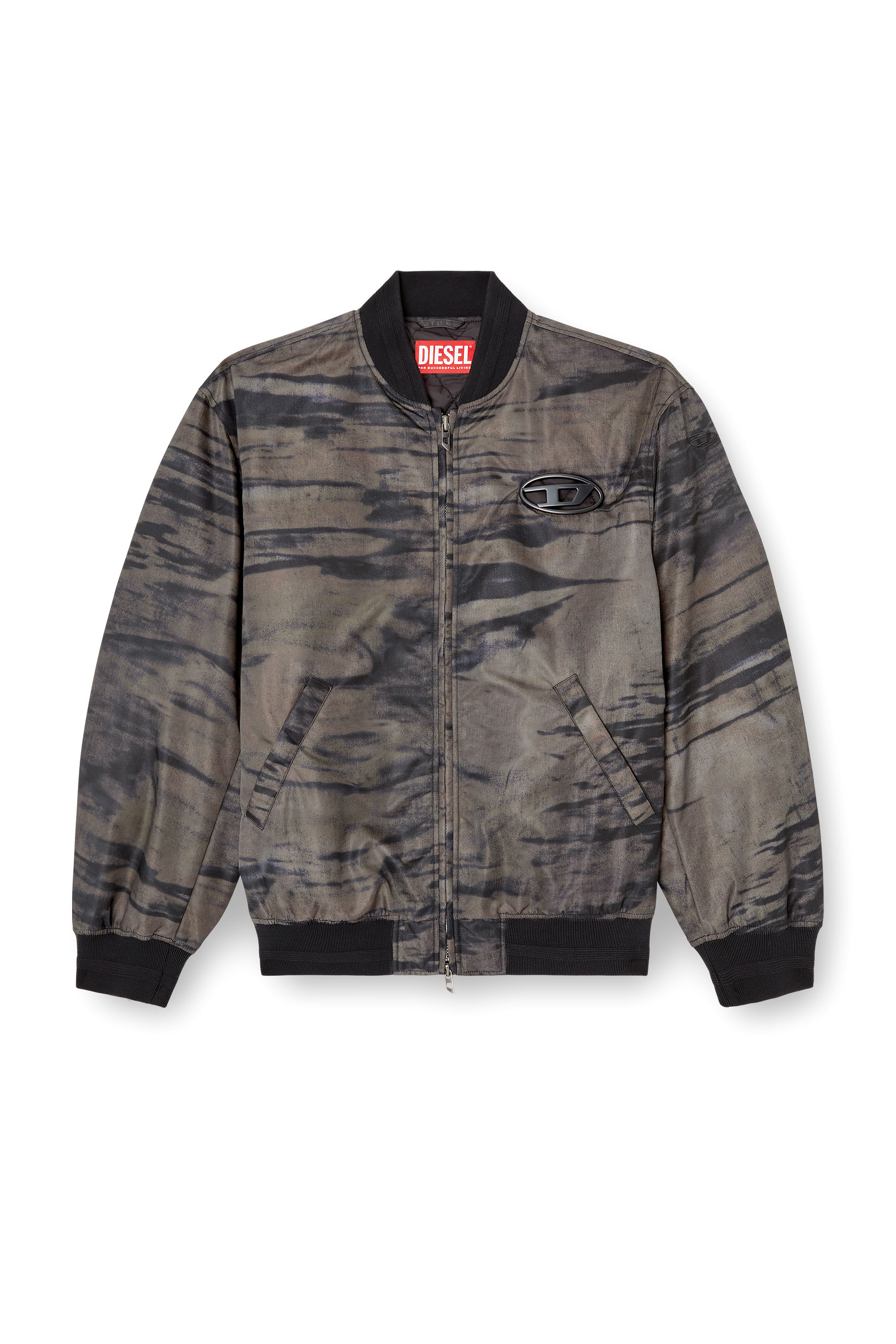 Diesel - J-KEPES-DLBZ, Giacca bomber imbottita in raso stampato Uomo in Multicolor - 2