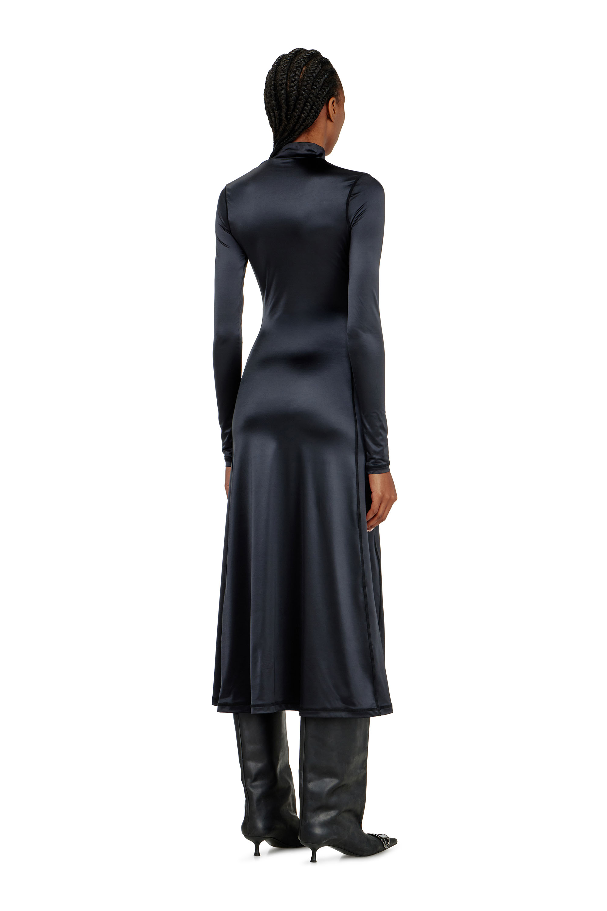 Diesel - D-UNGO, Damen Flie&szlig;endes Midikleid mit Rollkragen in Schwarz - 4