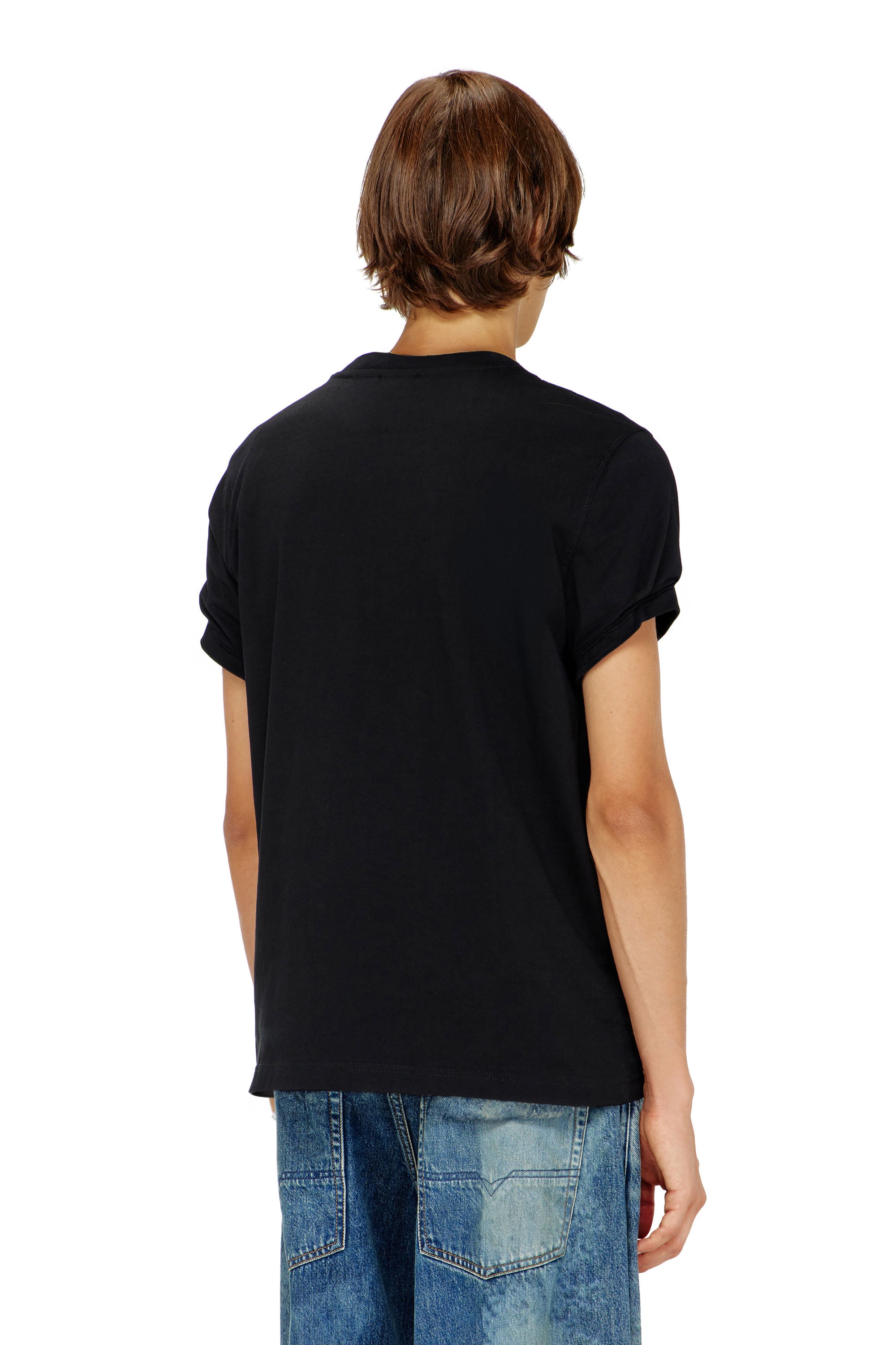 Diesel - T-ADJUST-Q7, Herren T-Shirt mit verschwommenem Diesel-Logo in Schwarz - 4