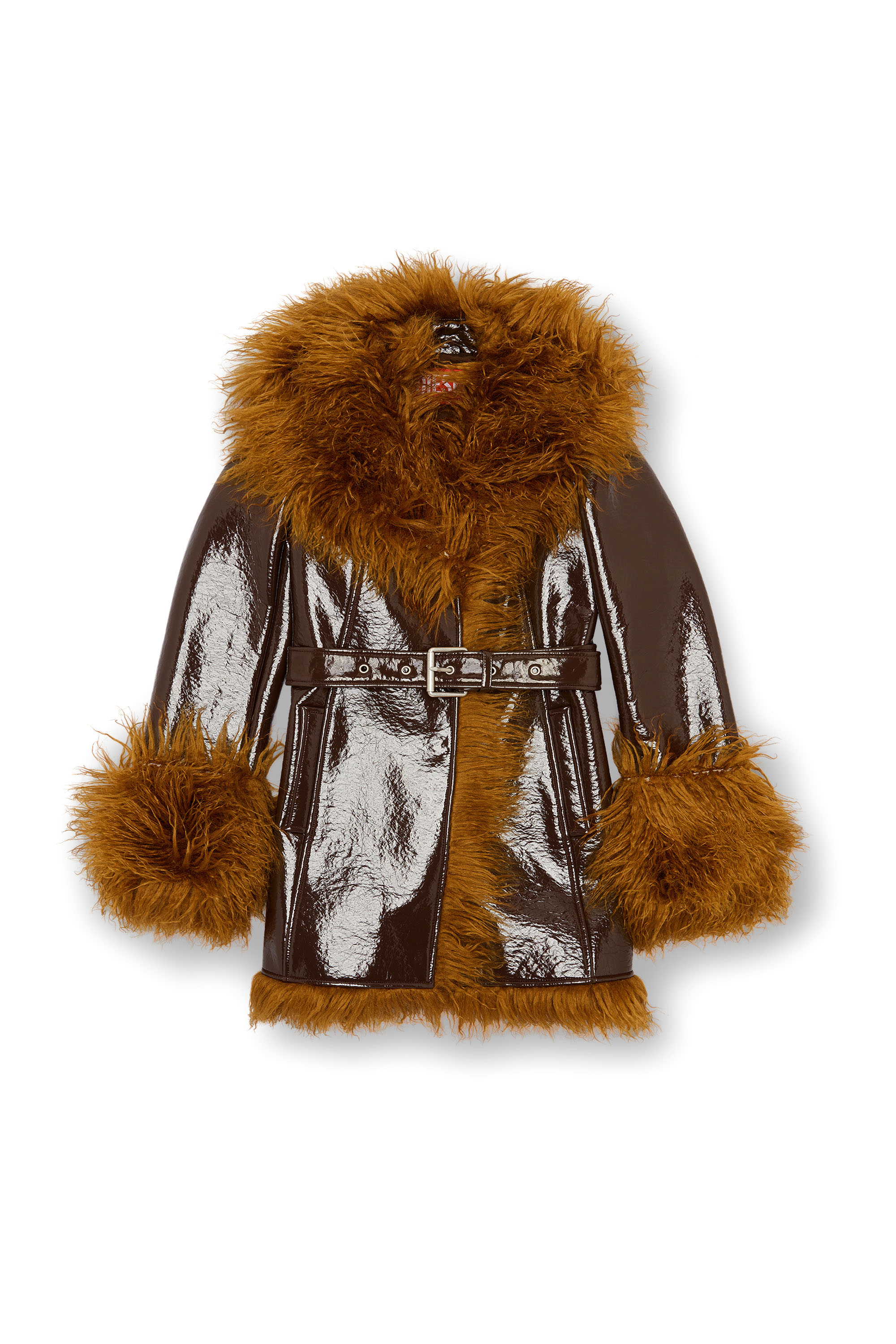 Diesel - G-LACIER, Trench coated con bordi shaggy Donna in Marrone - 3