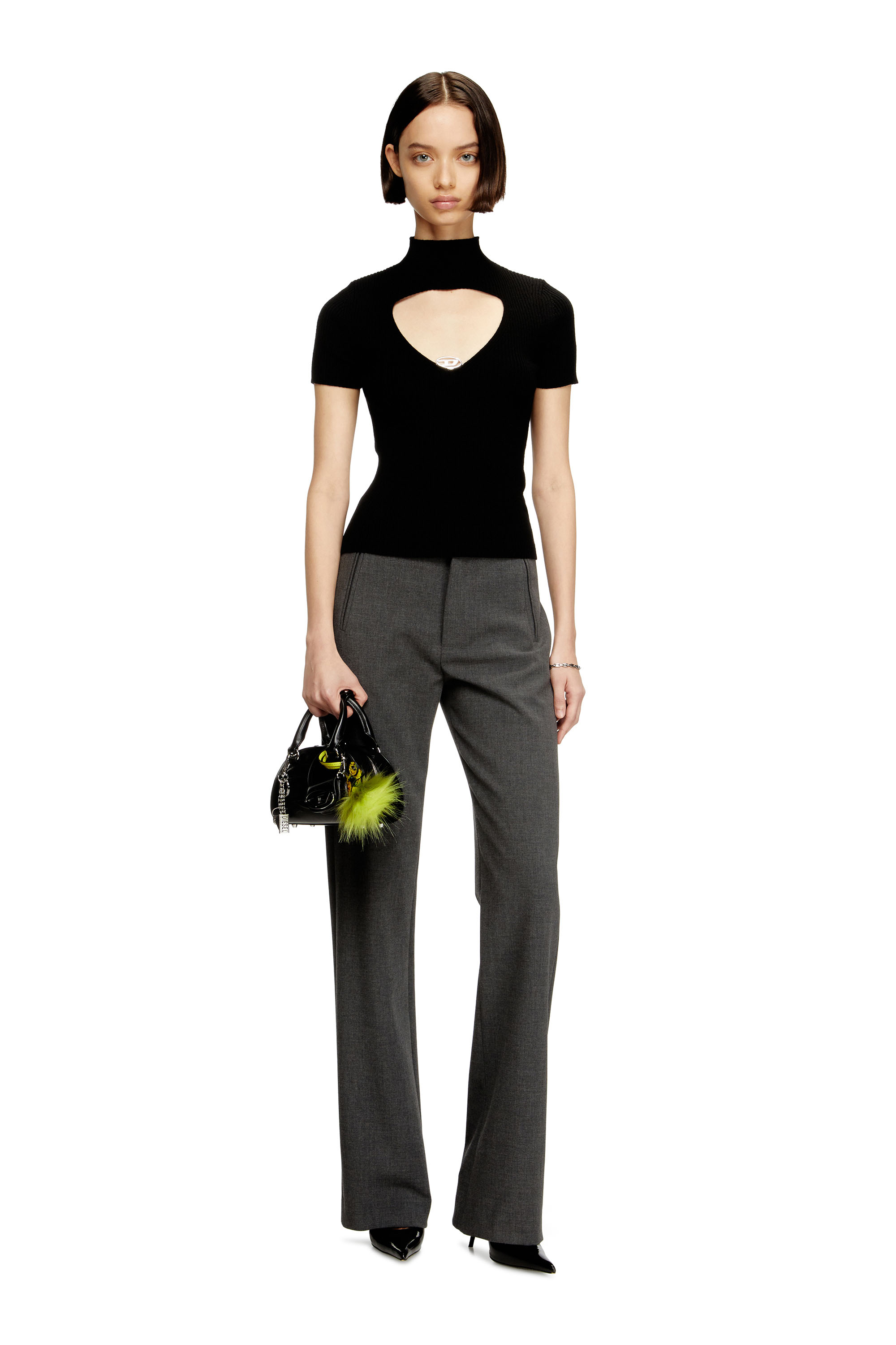 Diesel - M-OLIVE, Damen Wollstrick-Top mit Cut-Outs in null - 2