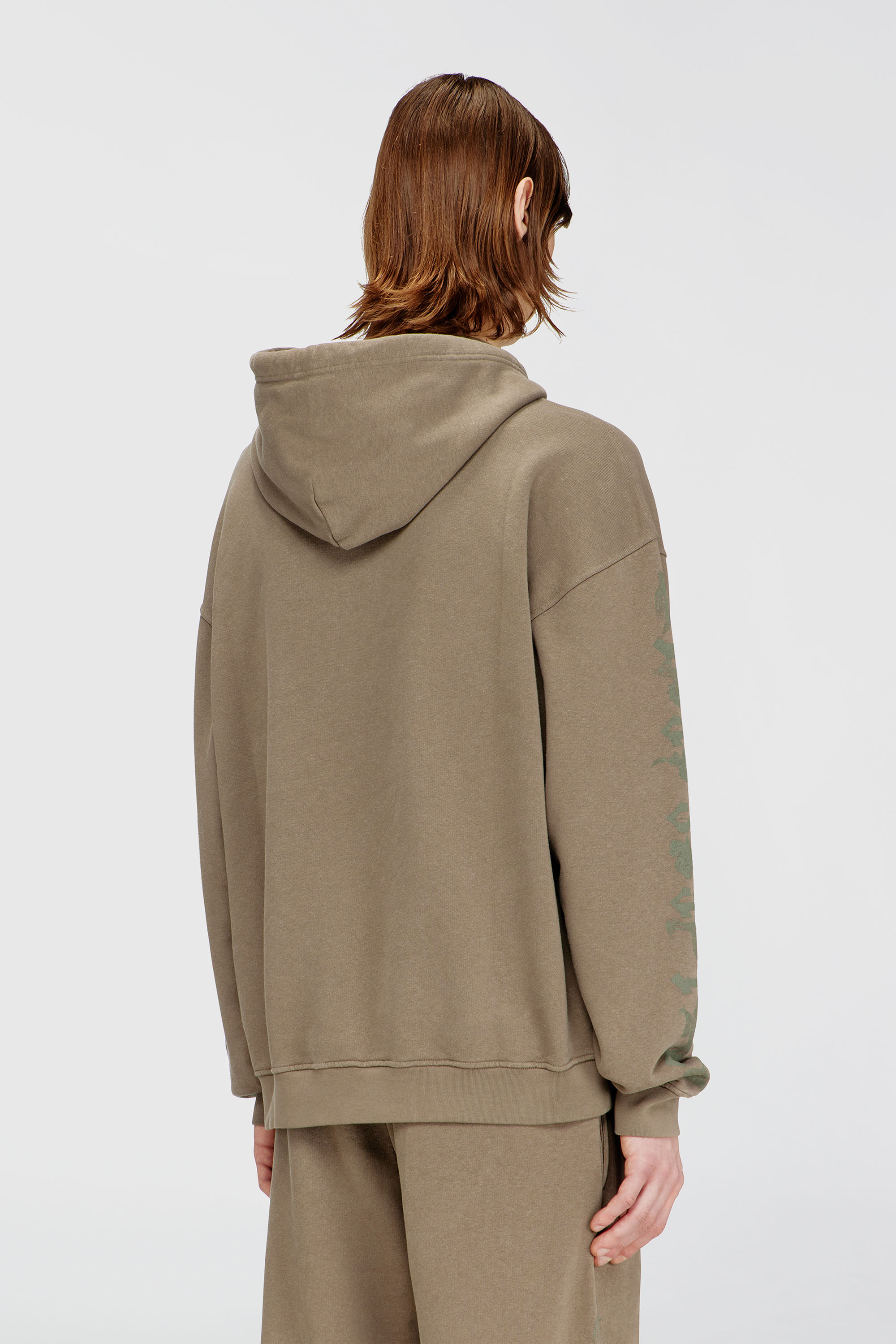 Diesel - S-GRIFFON, Hoodie trattato con stampa grifone Uomo in Marrone - 4