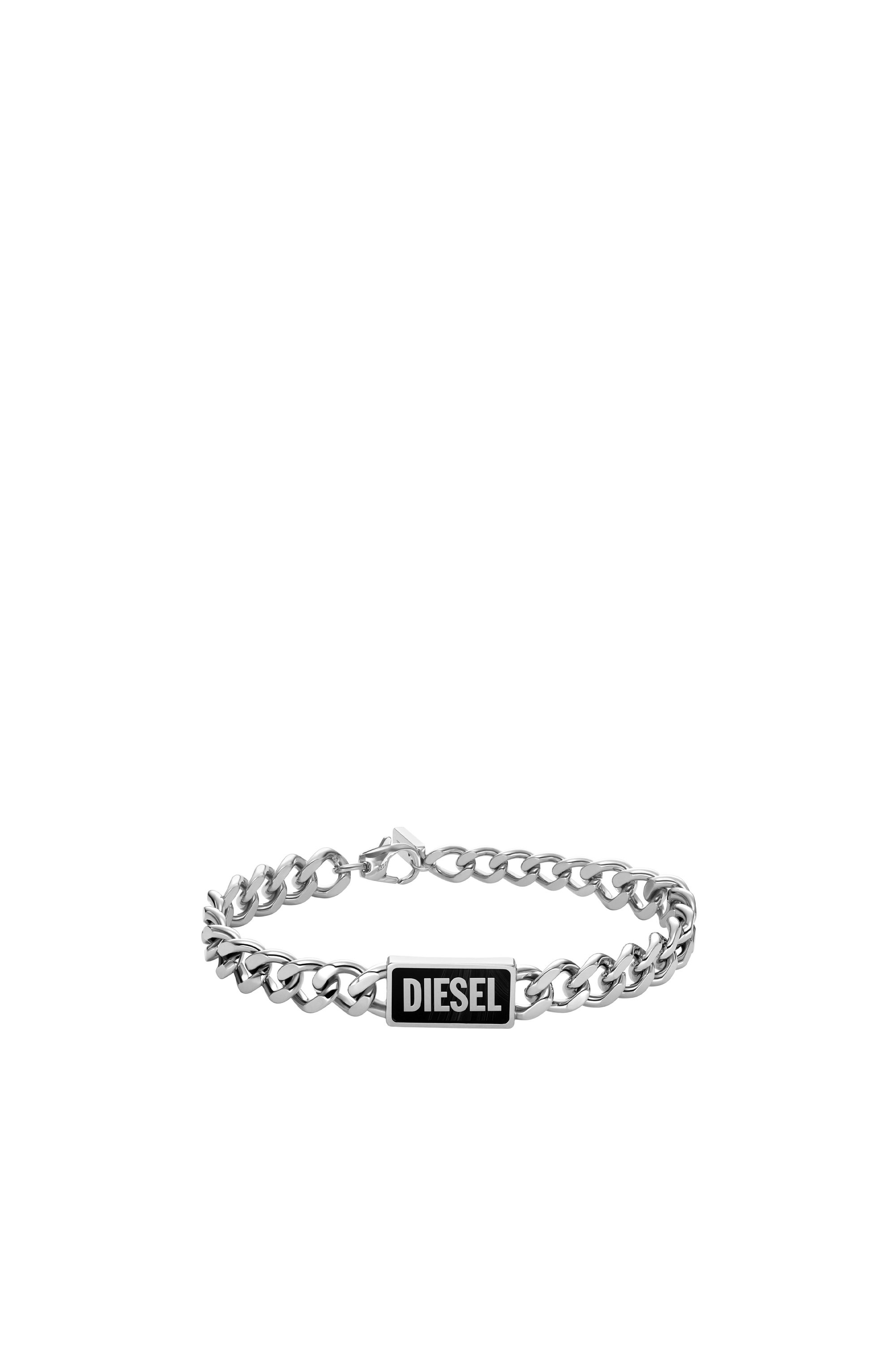 Diesel - DX1513, Unisex Black agate id bracelet in Silver - Image 1