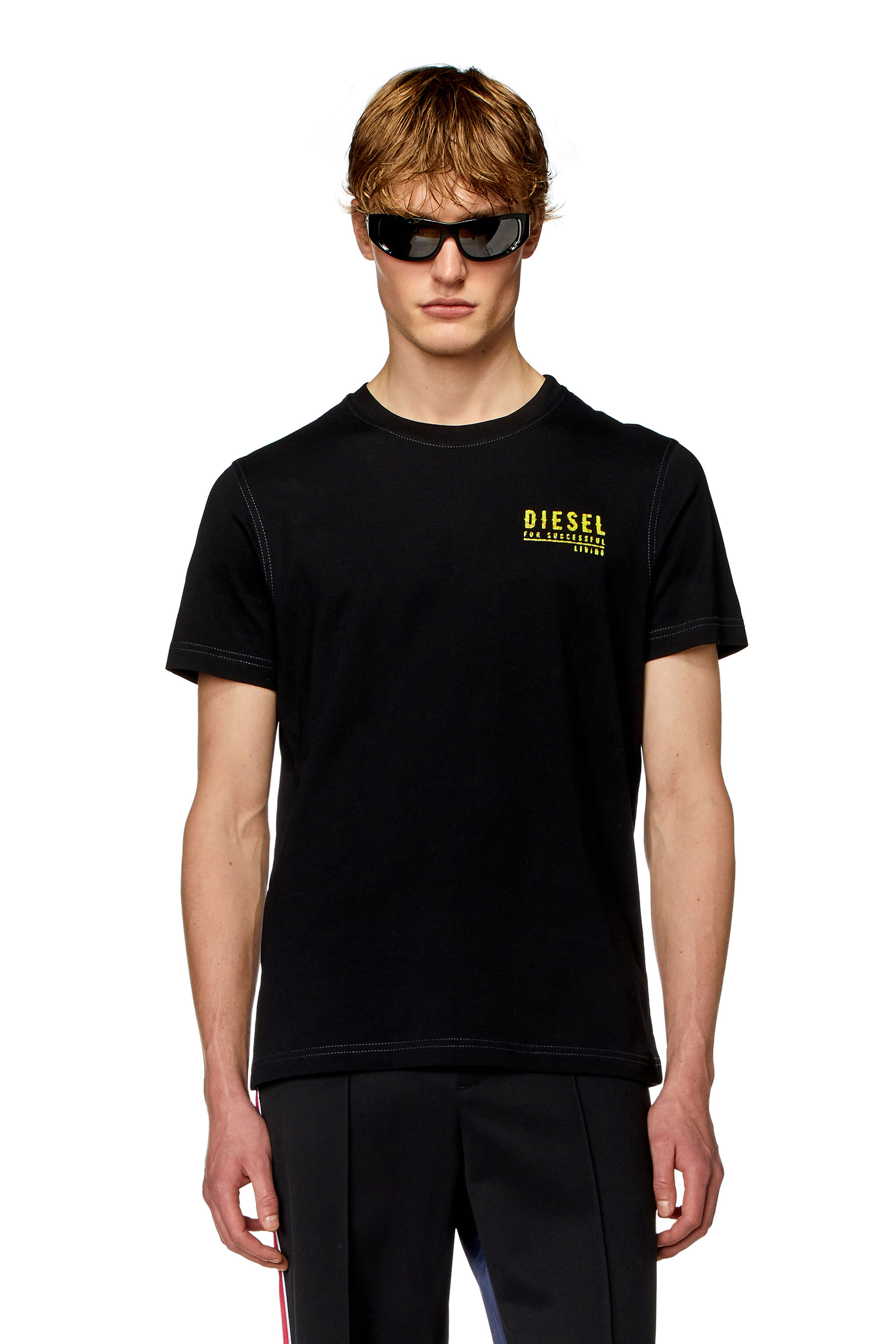 Diesel - T-DIEGOR-K72, Man T-shirt with mottled logo print in Black - Image 1