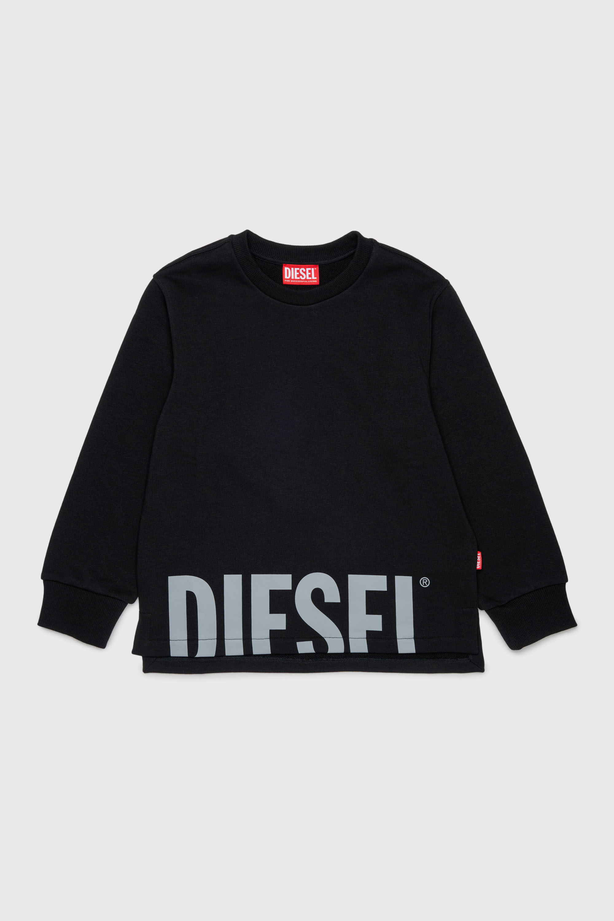 Diesel - SRES OVER, Felpa cut-off con stampa logo Uomo in Nero - 1