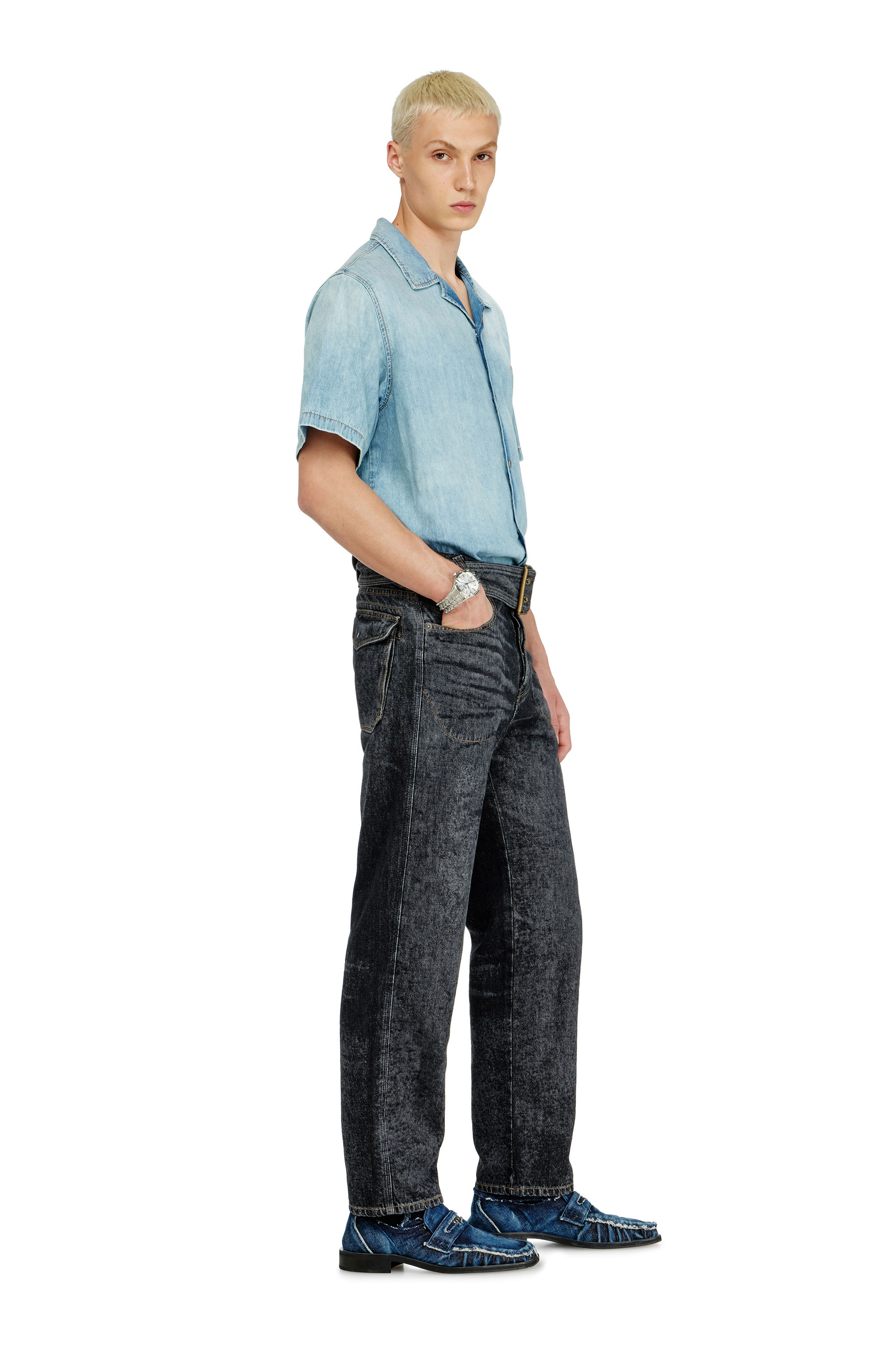 Diesel - Relaxed Jeans D-Marcus 09Q24 Homme, Noir/Gris fonc&eacute; - Image 1