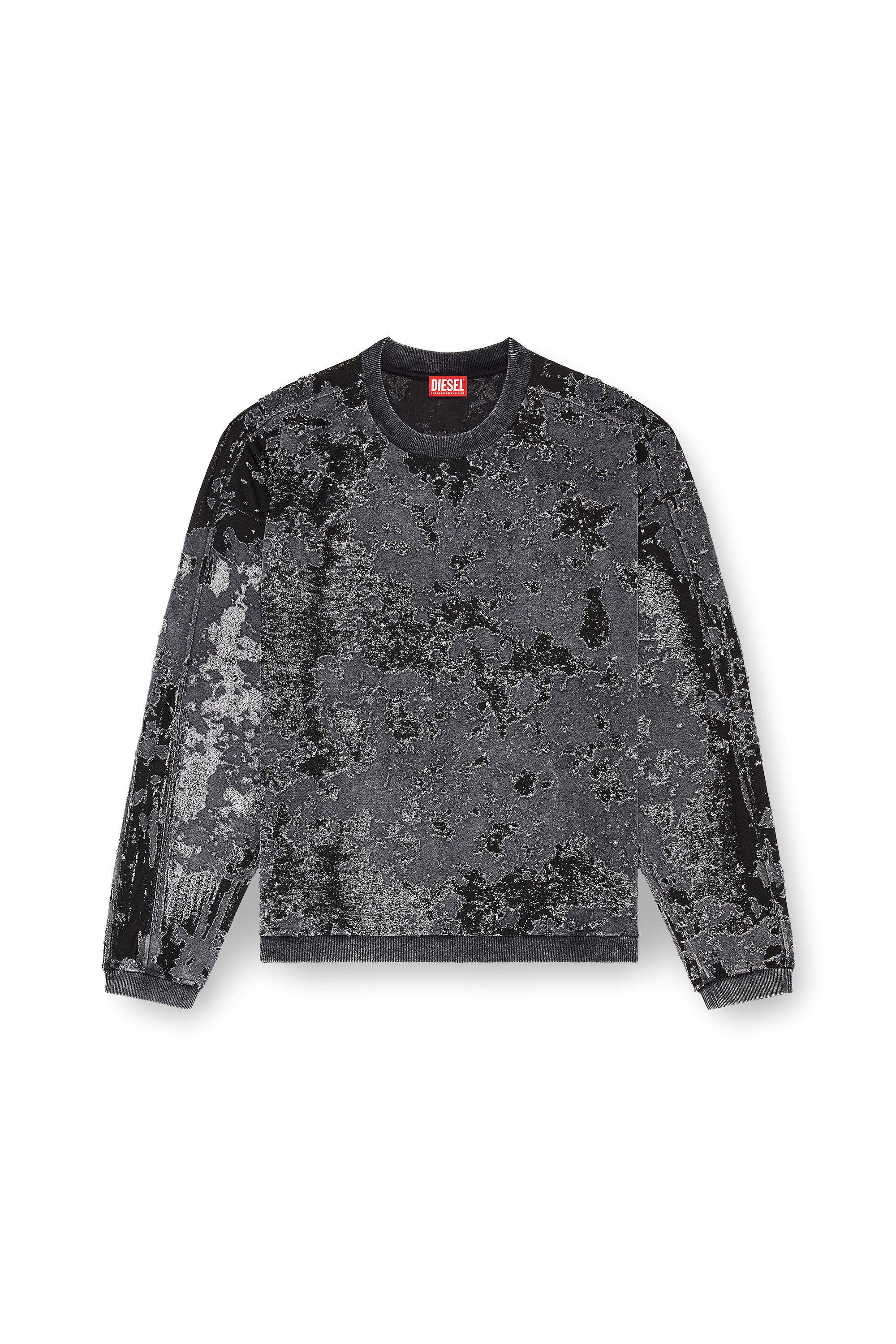 Diesel - S-ARISY, Felpa con burnout camouflage Uomo in Nero - 3