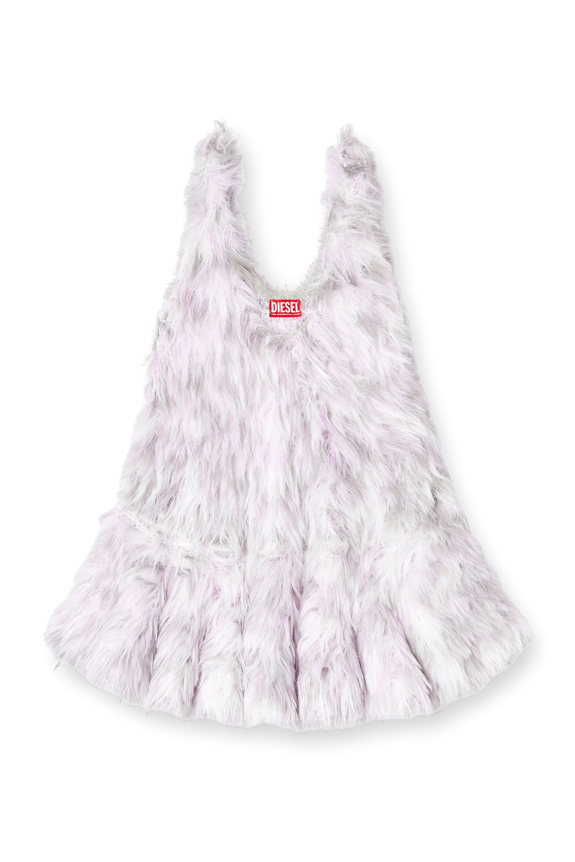 Diesel - M-ASTRID, Damen Minikleid aus flauschigem Jacquard-Strick in Weiß - 3