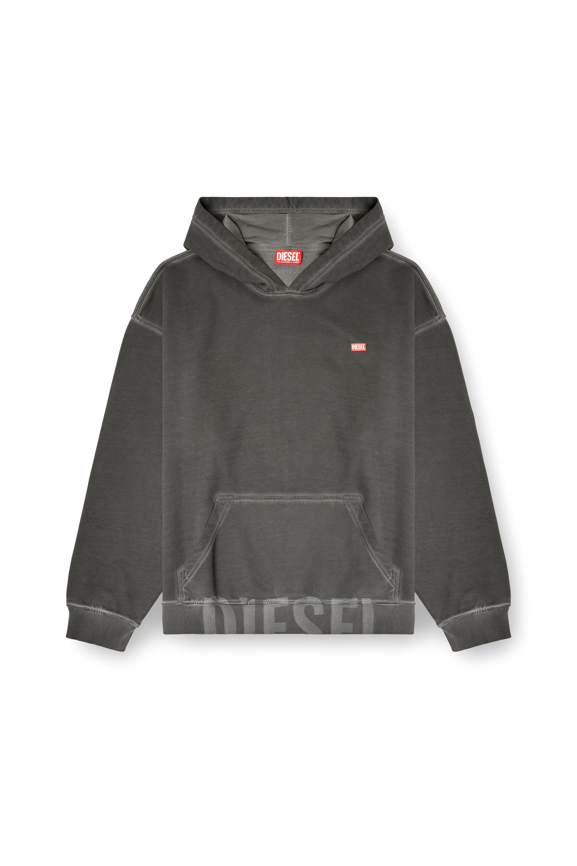Diesel - S-BOXT-HOOD-T4, Hoodie in cotone con tasca a marsupio Uomo in Grigio - 2