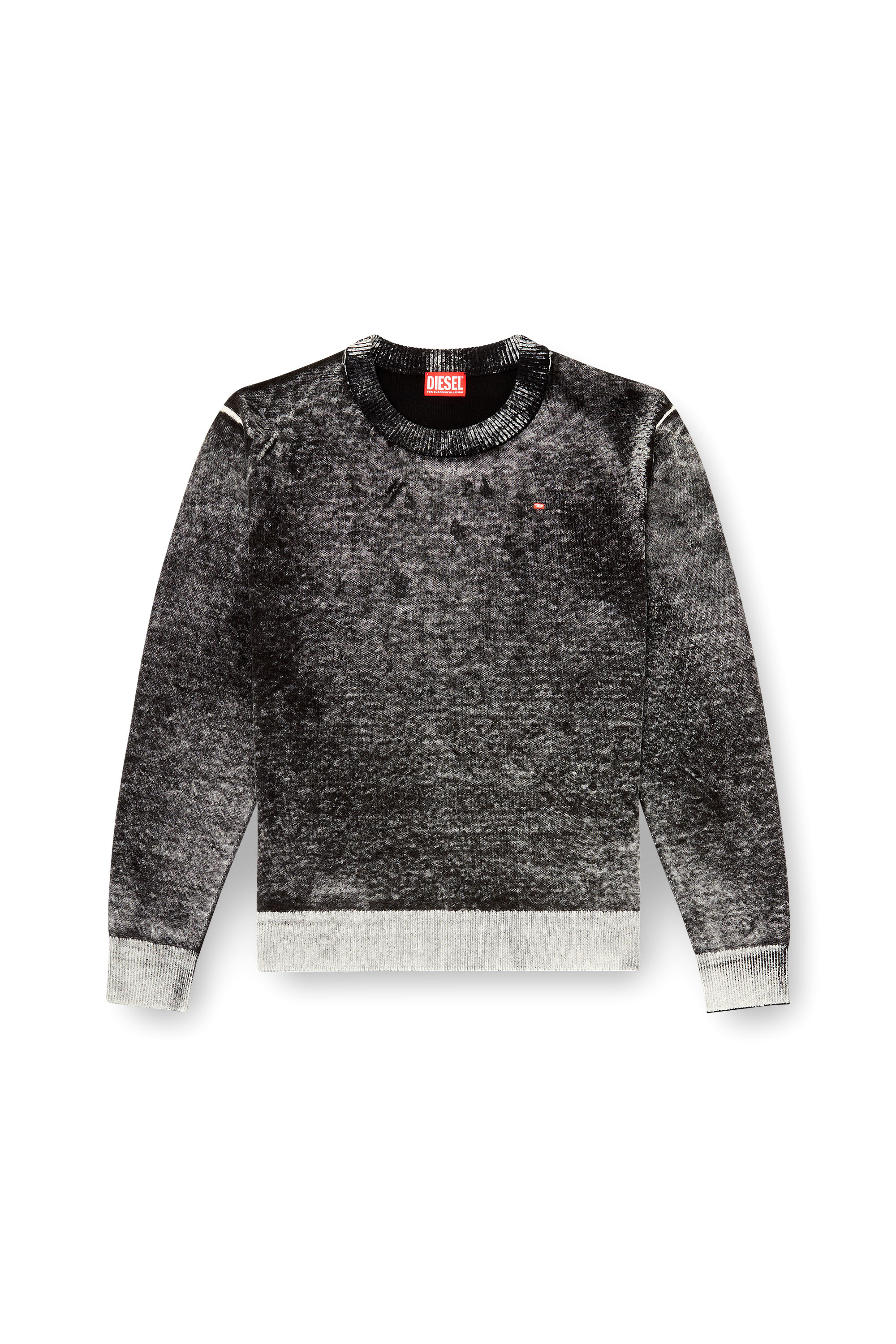 Diesel - K-LAURENT, Pull avec impression inversée décolorée Homme in Gris - 3