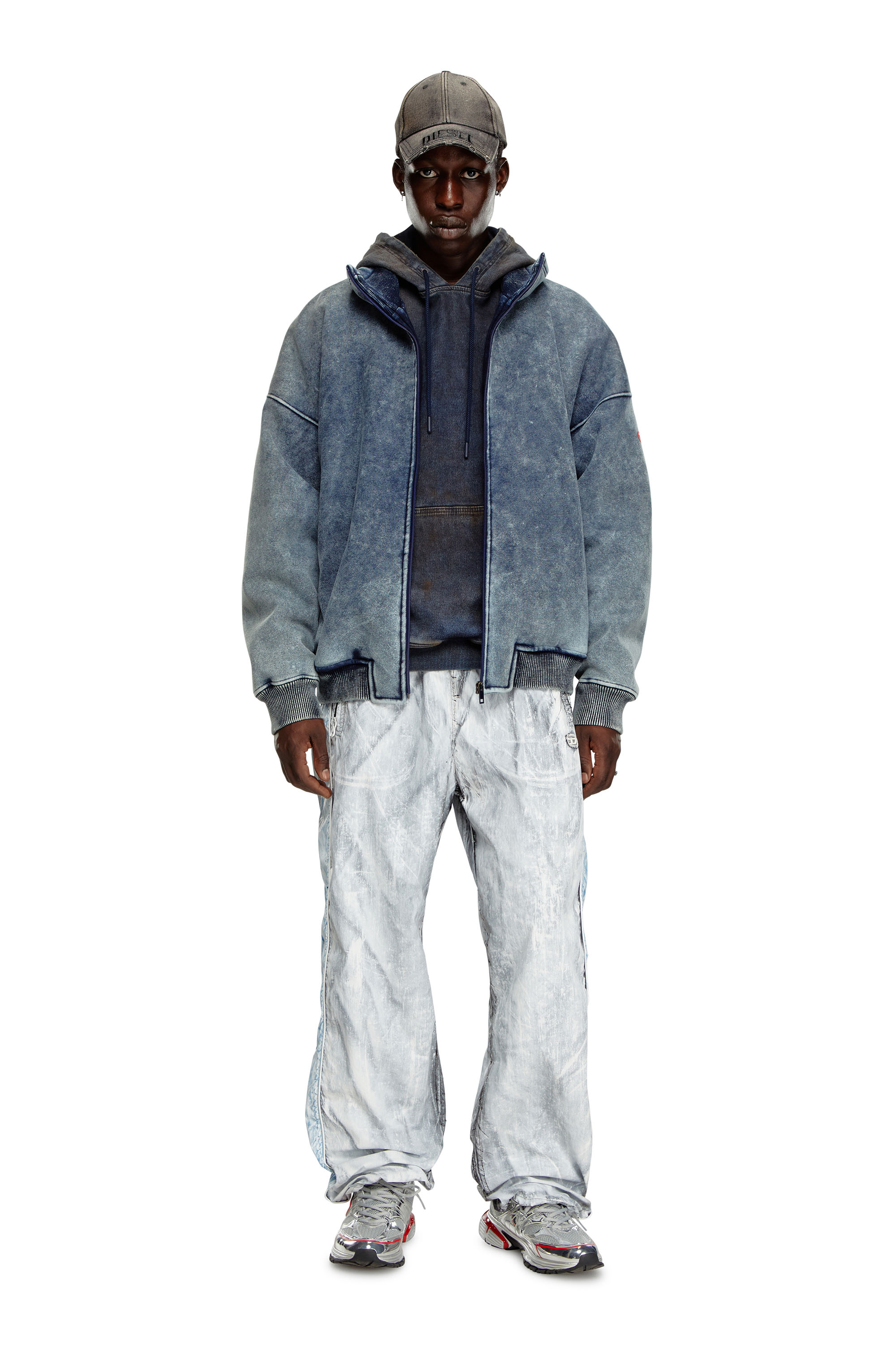 Diesel - S-BATEL, Herren Jacke aus Teddy-gebondetem Jersey in Blau - 1