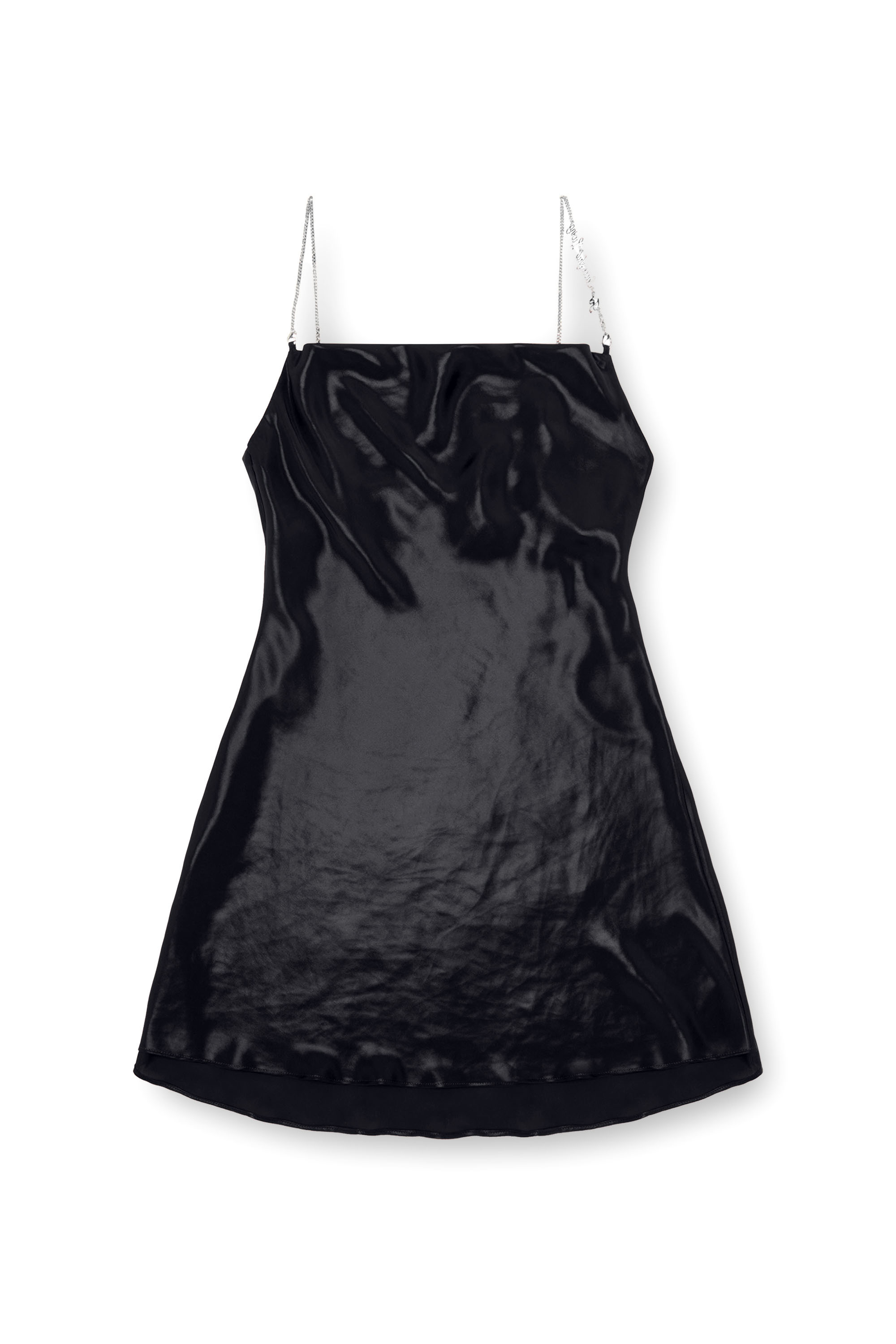Diesel - D-MINTY, Damen Kurzes Metallic-Kleid mit Wasserfallausschnitt in Schwarz - Image 1