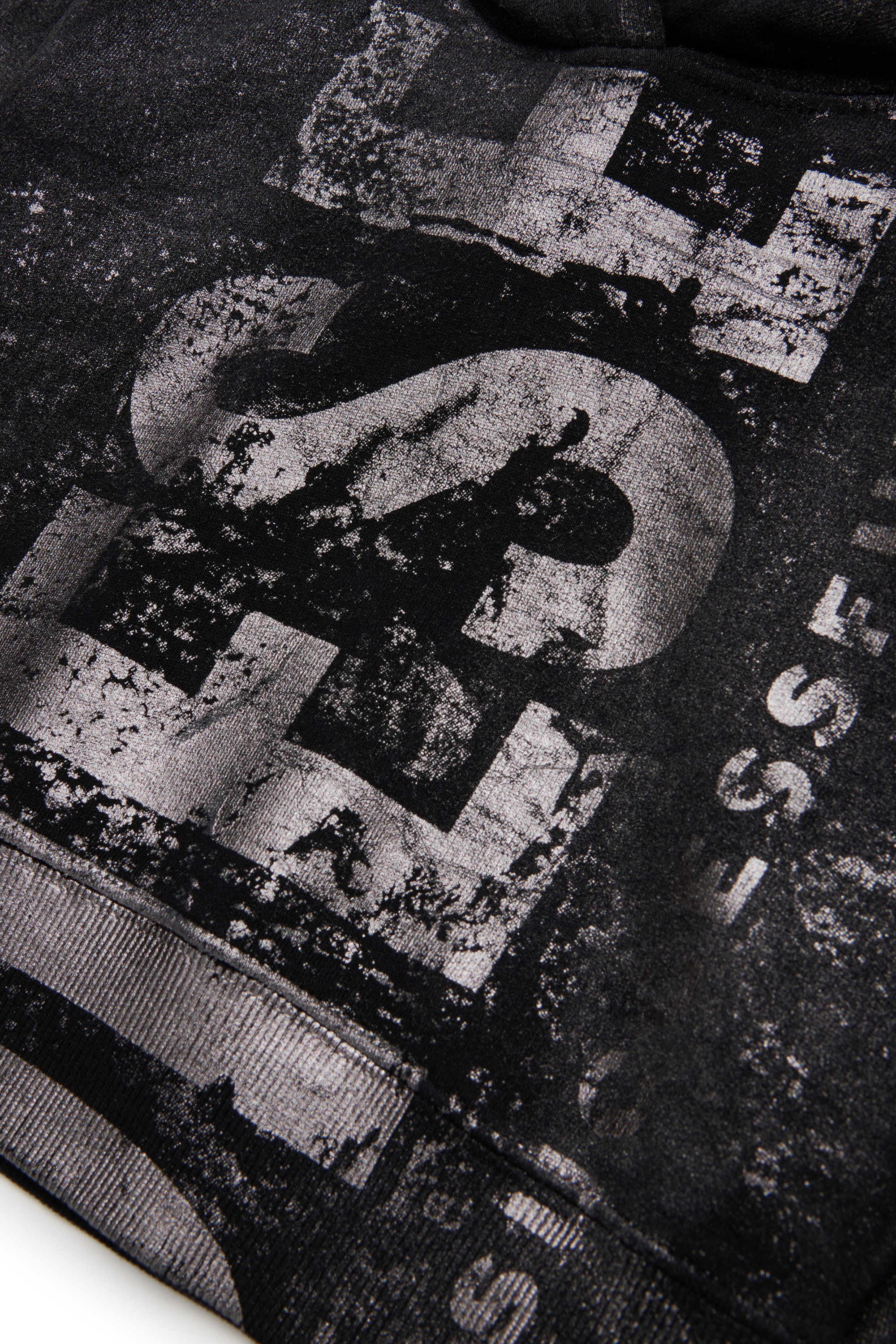 Diesel - SLIMPHOOD, Hoodie in cotone con stampa logo Donna in Nero - 4