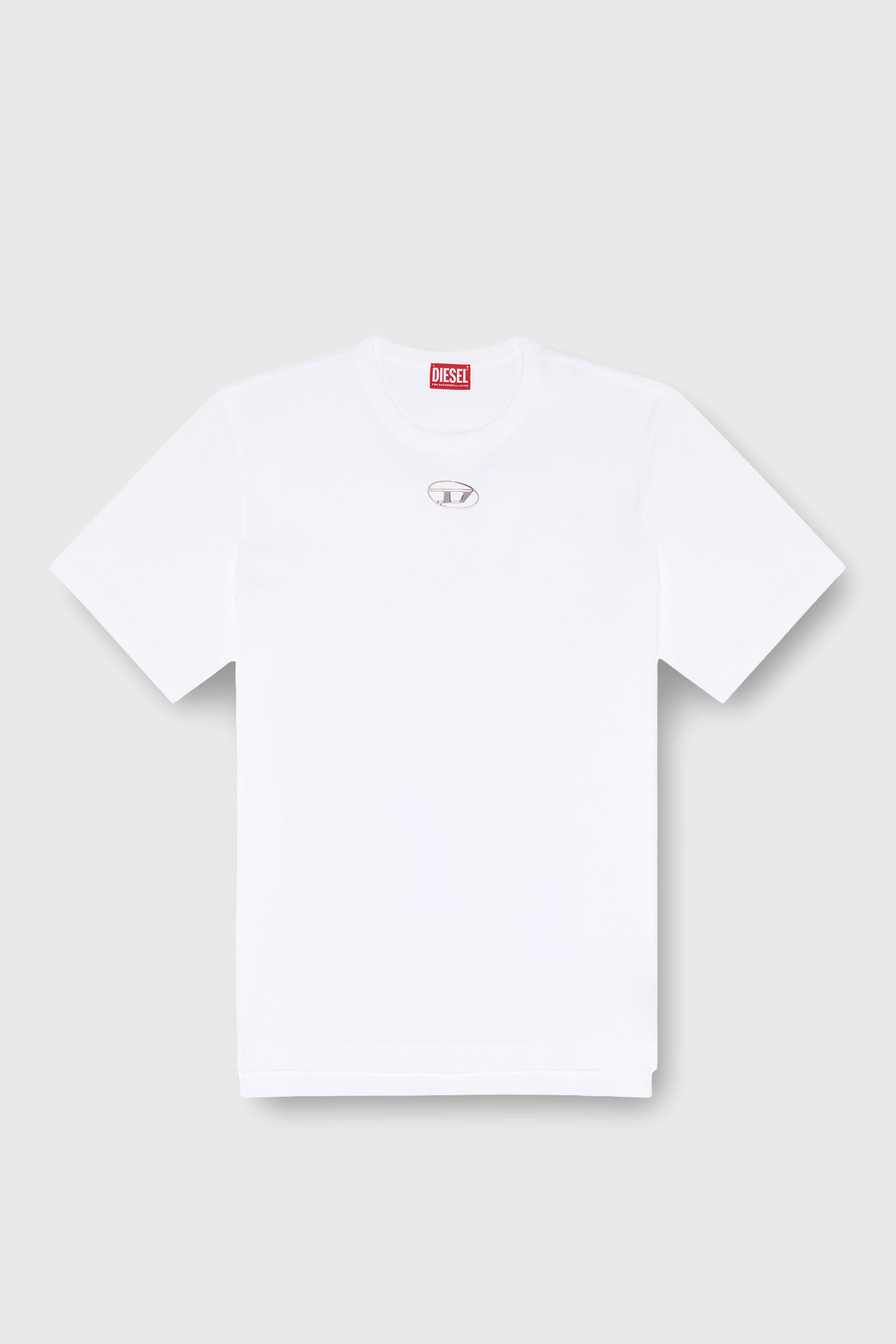 Diesel - T-ADJUST-OD, Herren T-Shirt mit metallischem Oval D in Wei&szlig; - 2