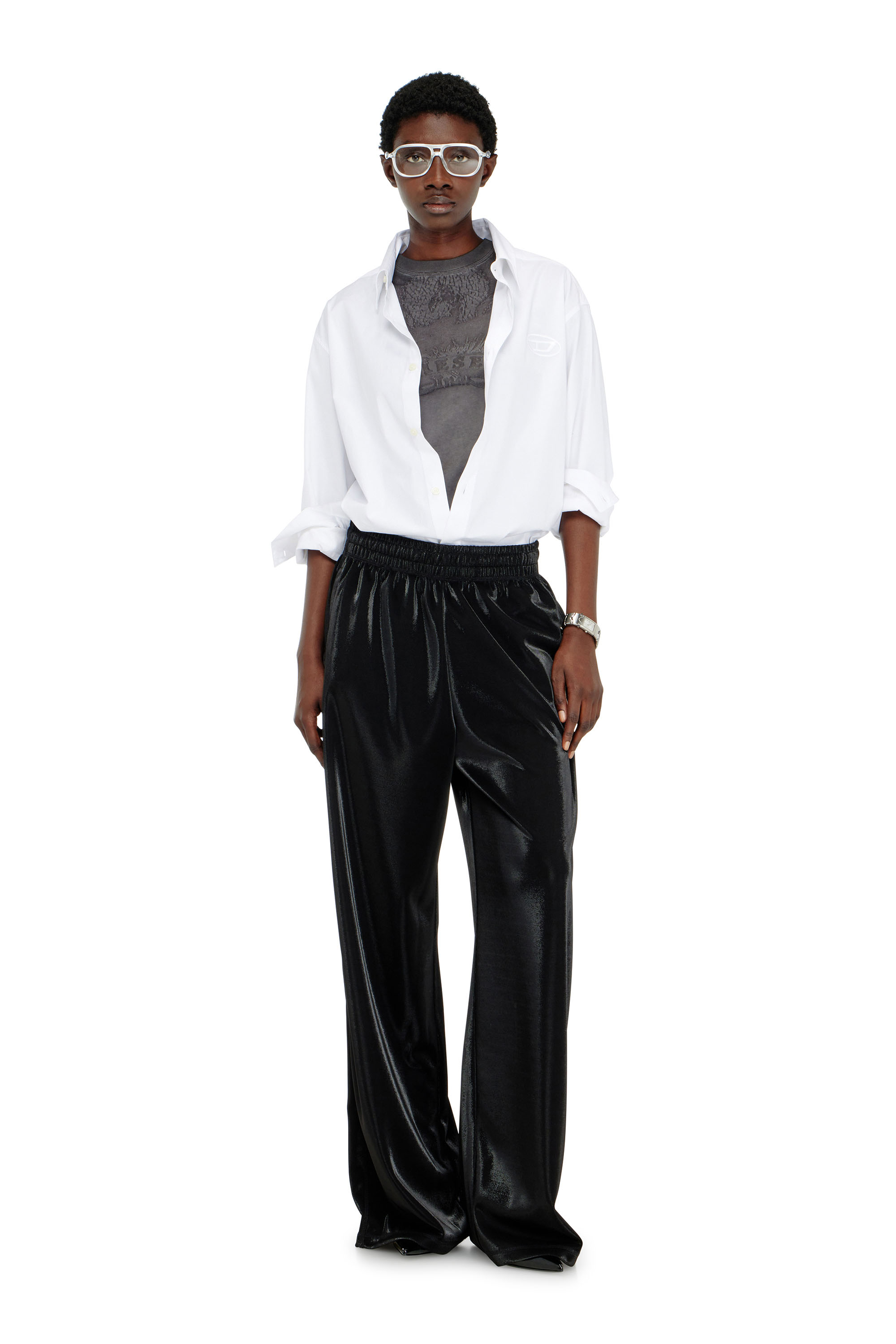 Diesel - T-ILA-AA7, Damen Slim T-shirt mit d&eacute;vor&eacute; Phoenix in Dunkelgrau - 1