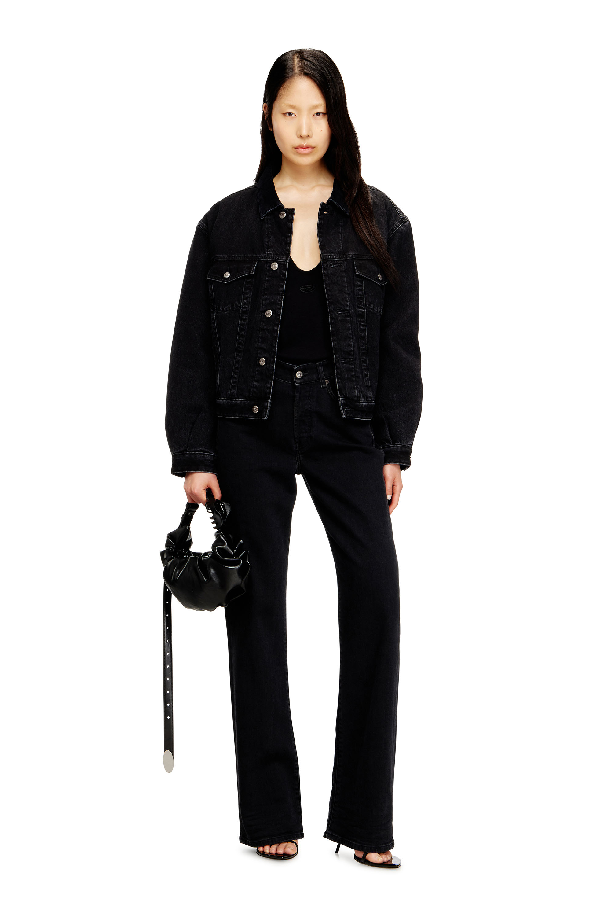 Diesel - D-RANGER-T, Giacca trucker imbottita in denim Unisex in Nero - 4