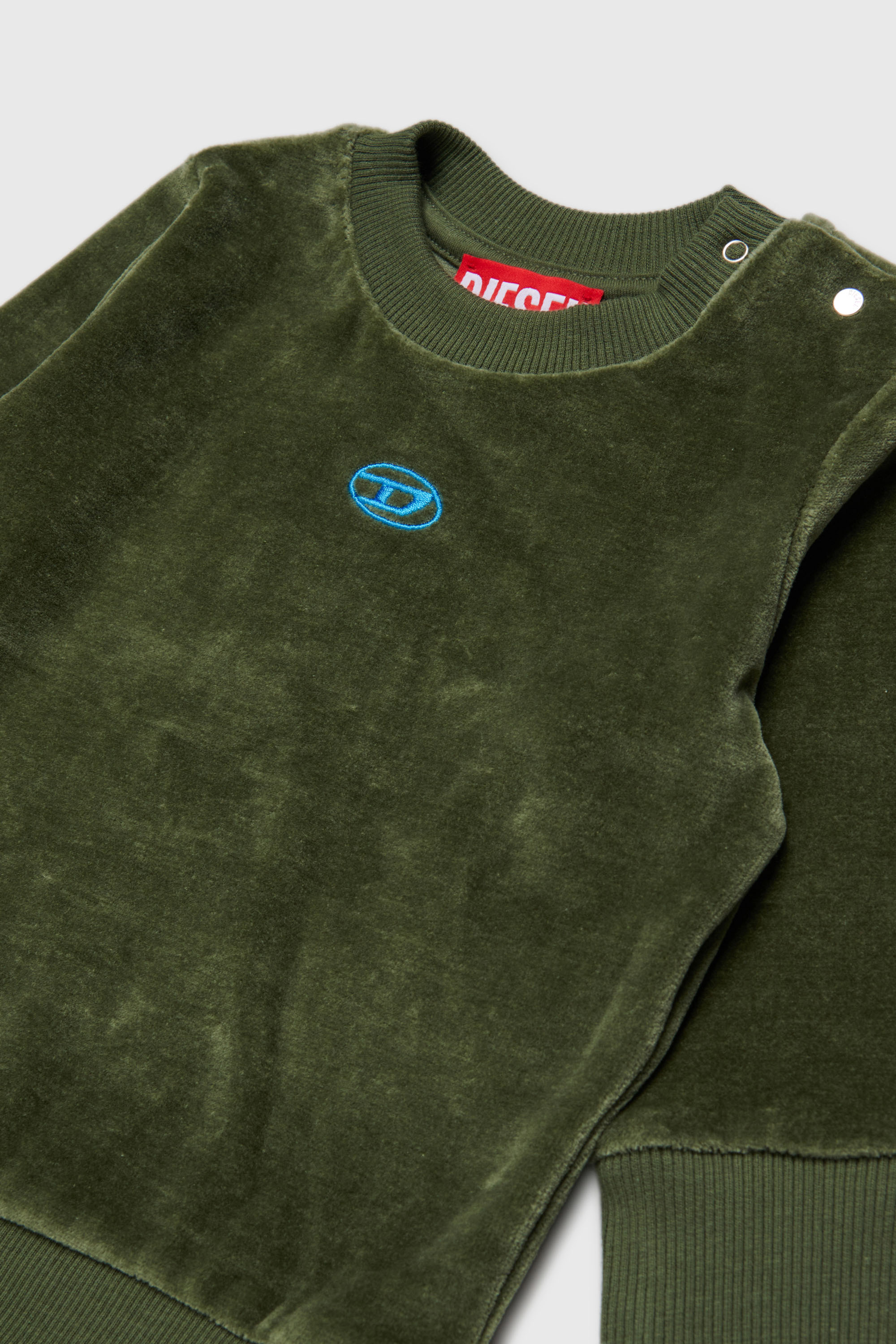Diesel - SHENIB, Sweat-shirt en velours avec broderie Oval D Homme in Vert - 3