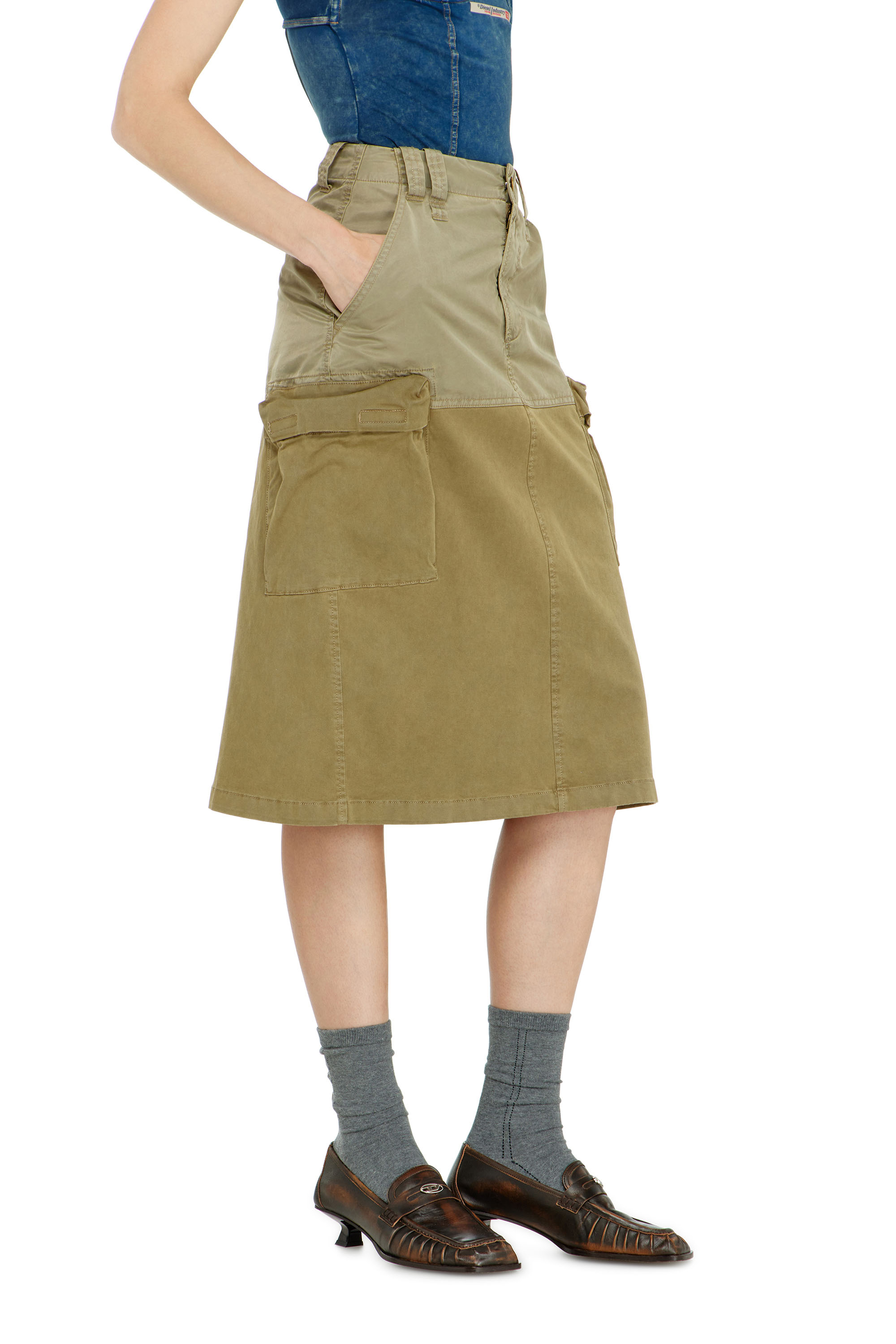 Diesel - O-DELE, Jupe cargo midi en coton et nylon Femme in ToBeDefined - 2