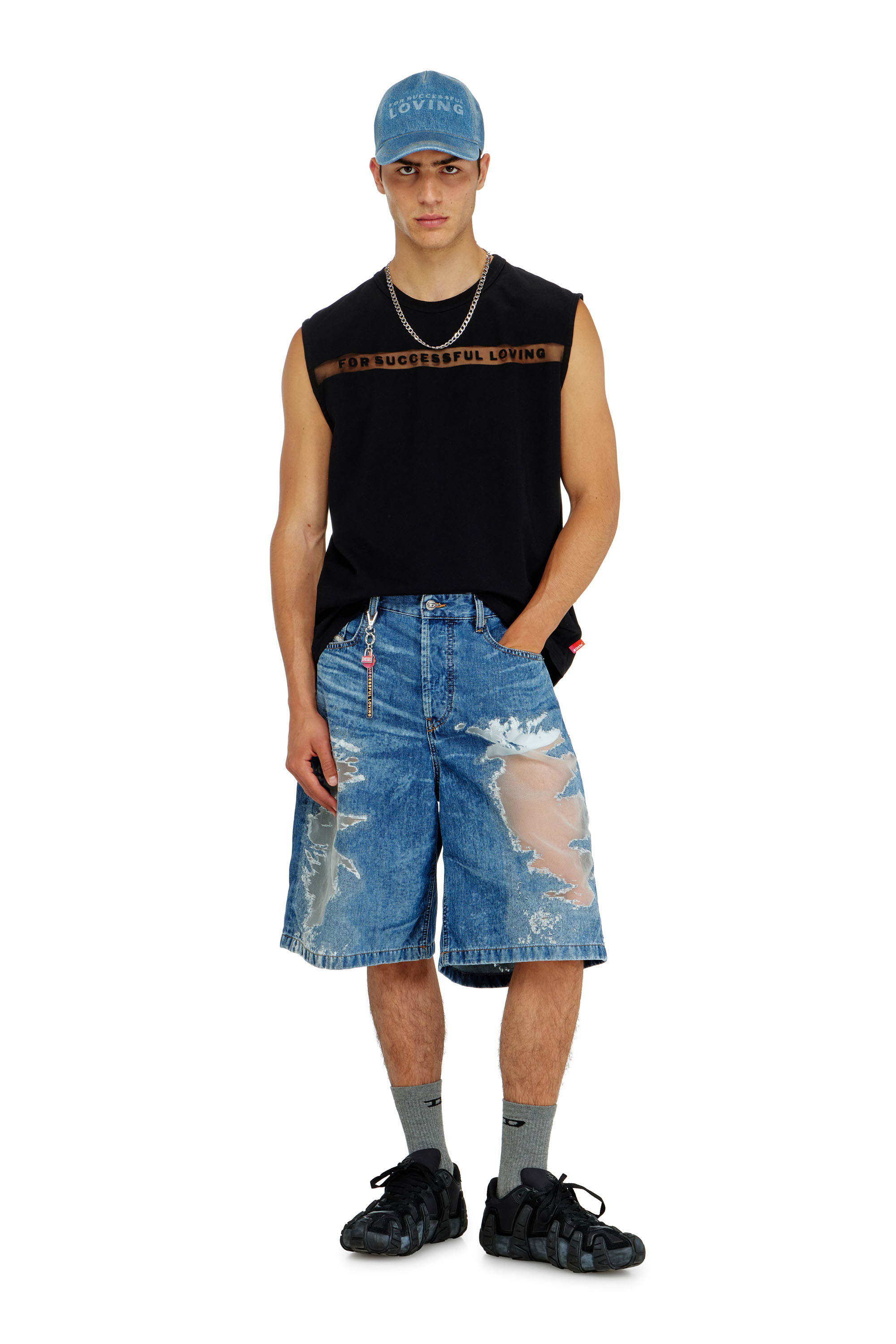 Diesel - PR-T-NORM-BISC-MATI-R, Canotta con logo For Successful Loving Unisex in Nero - 4