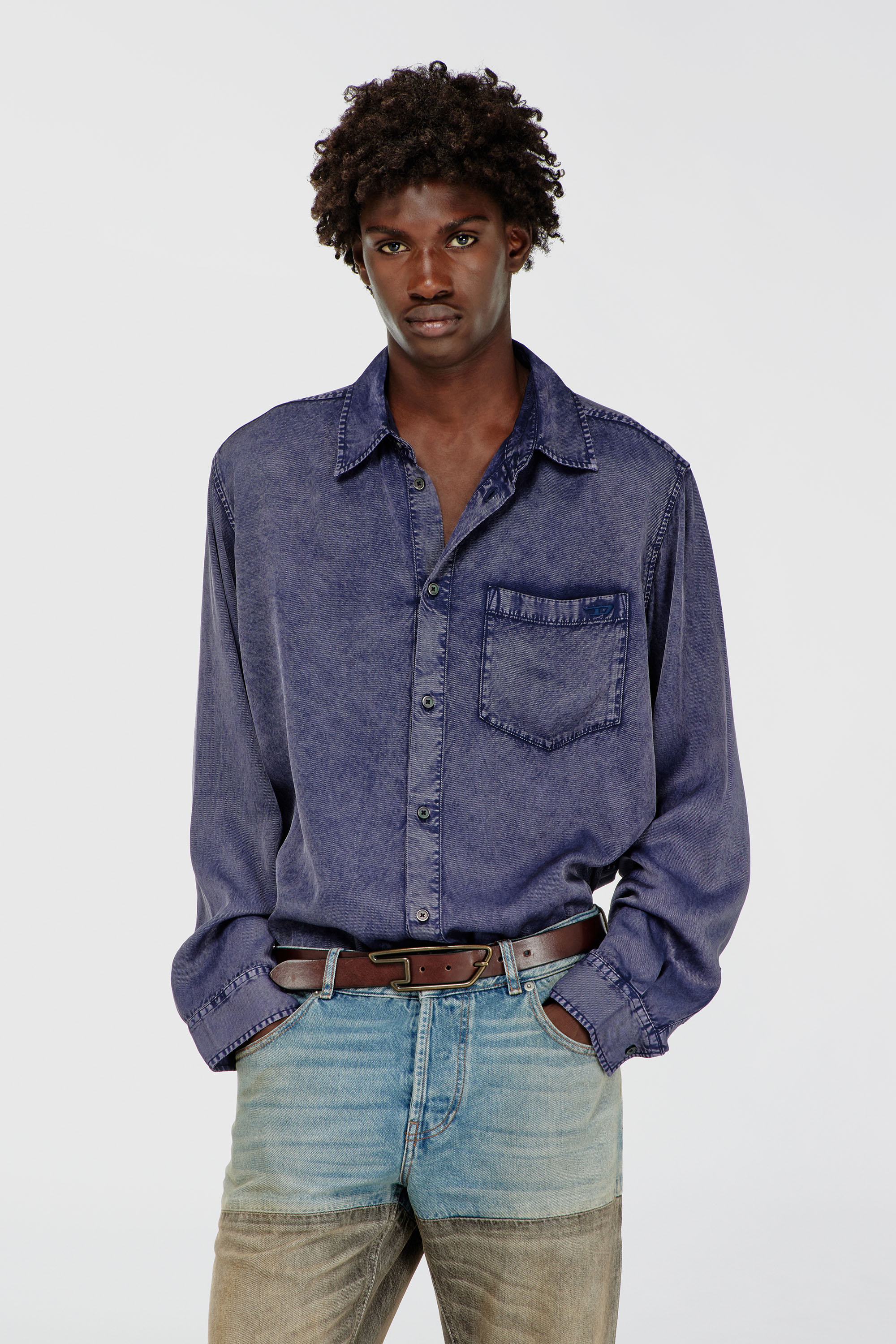 Diesel - S-SIMPLY-NIBC, Herren Flie&szlig;endes Hemd aus Viskose in Denim-Optik in null - 2
