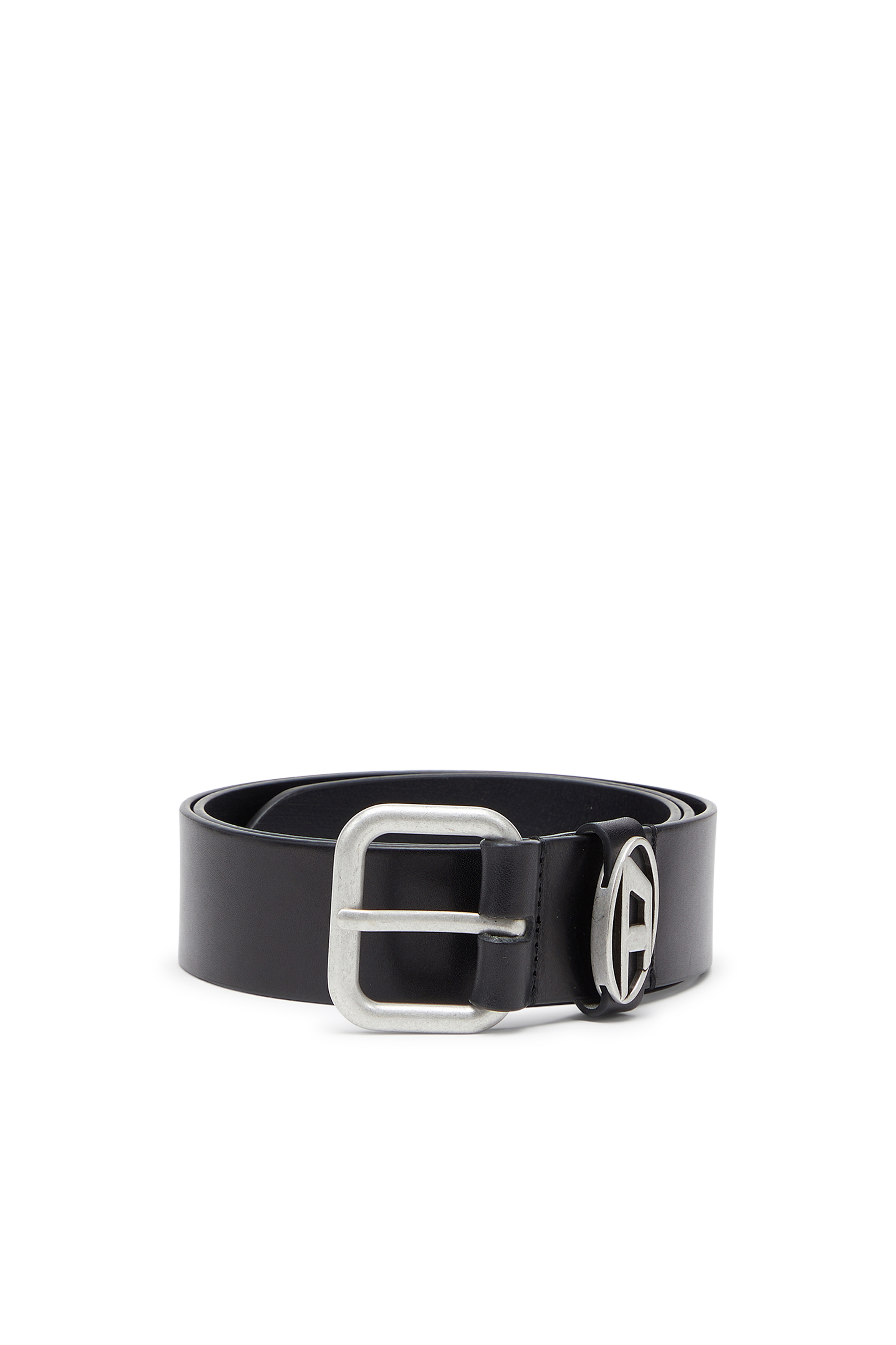 Diesel - B-1DR OVAL D LOOP, 4 cm ceinture en cuir mat avec boucle m&eacute;tallique Mixte in Noir - 1