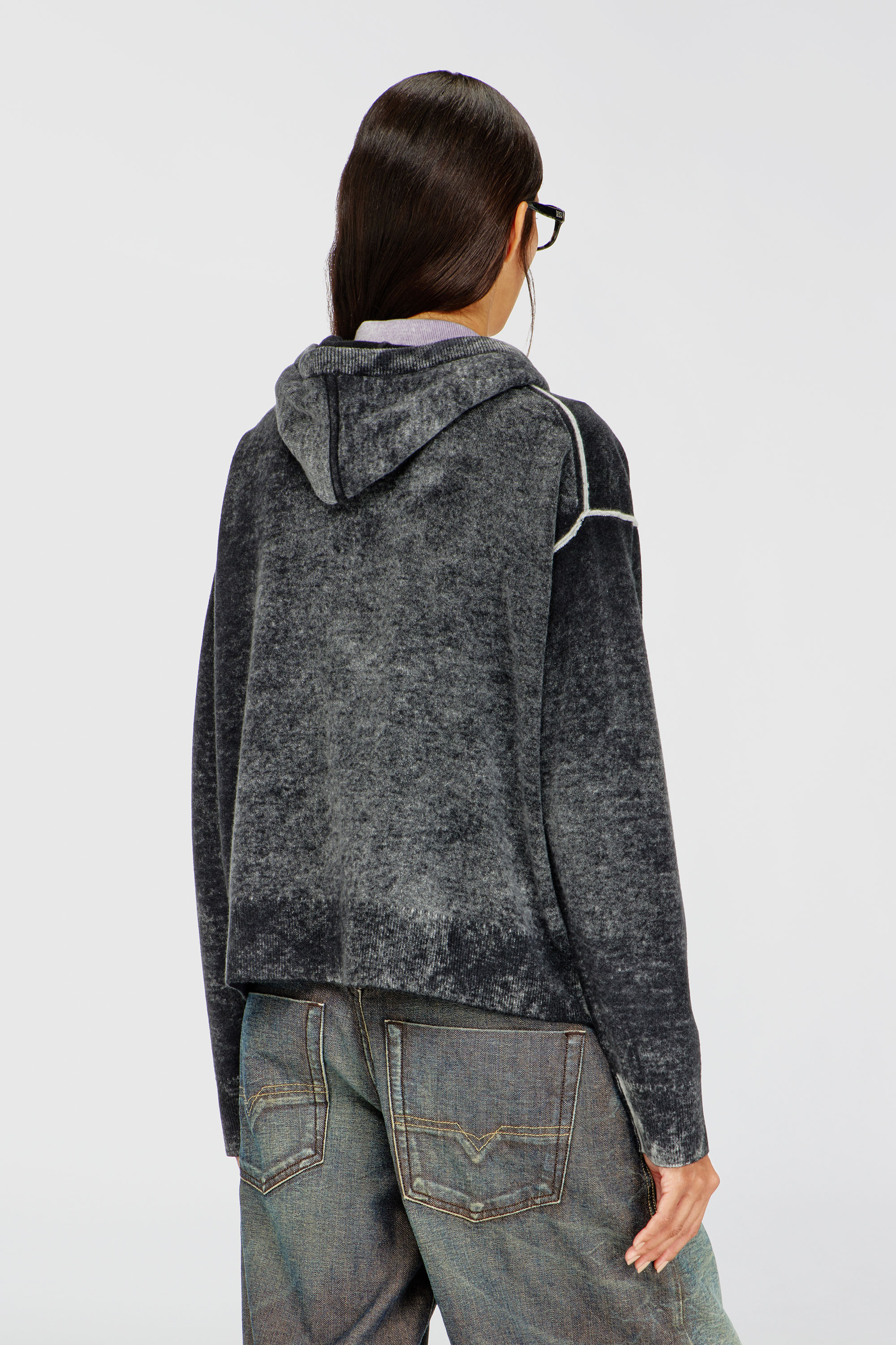 Diesel - M-HERMINE, Cardigan con cappuccio in lana con stampa interna Donna in Multicolor - 4