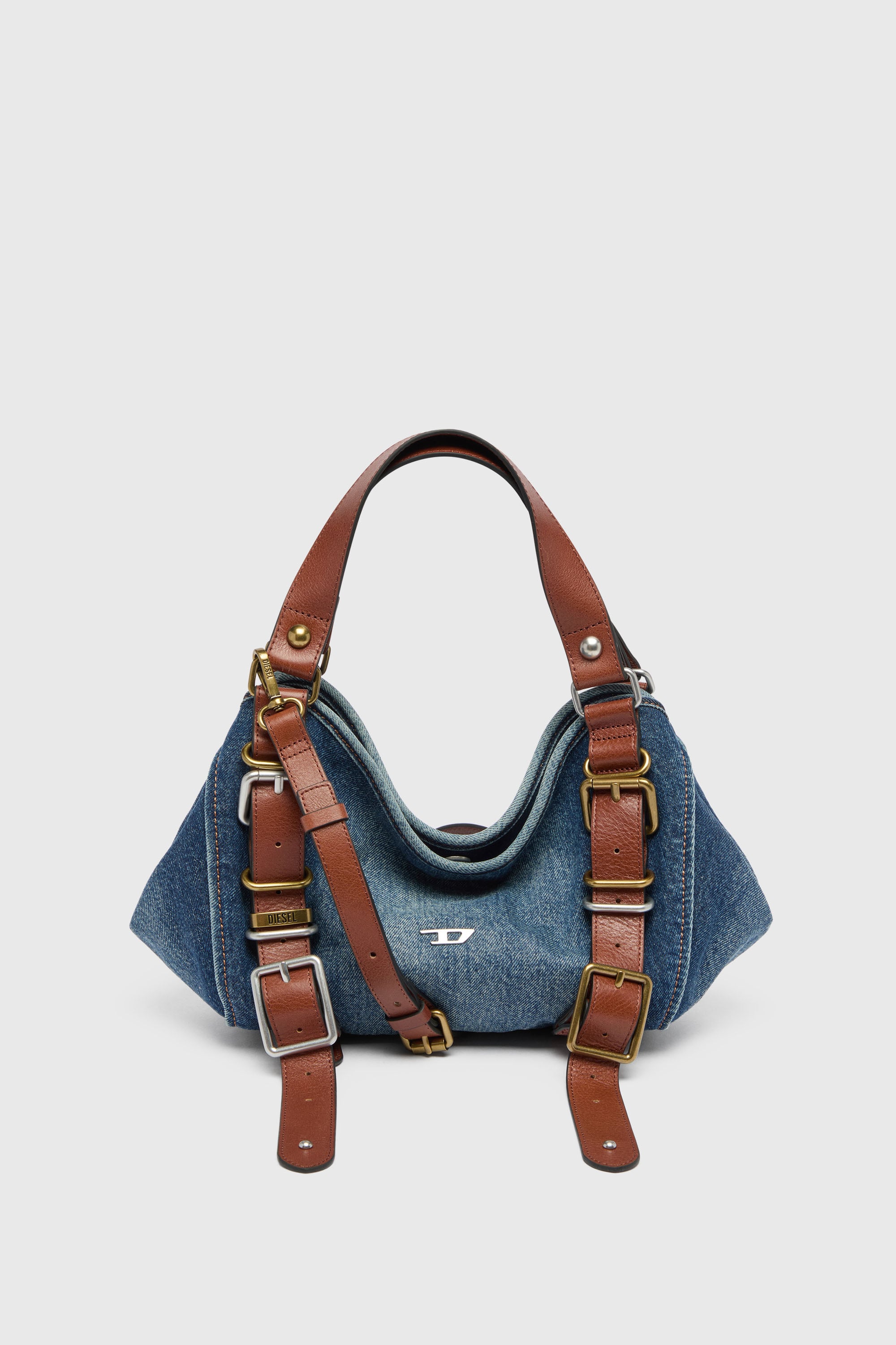 Diesel - D-ONE TOPHANDLE S, D-One-Borsa piccola a mano in denim e pelle Donna in Blu - 1
