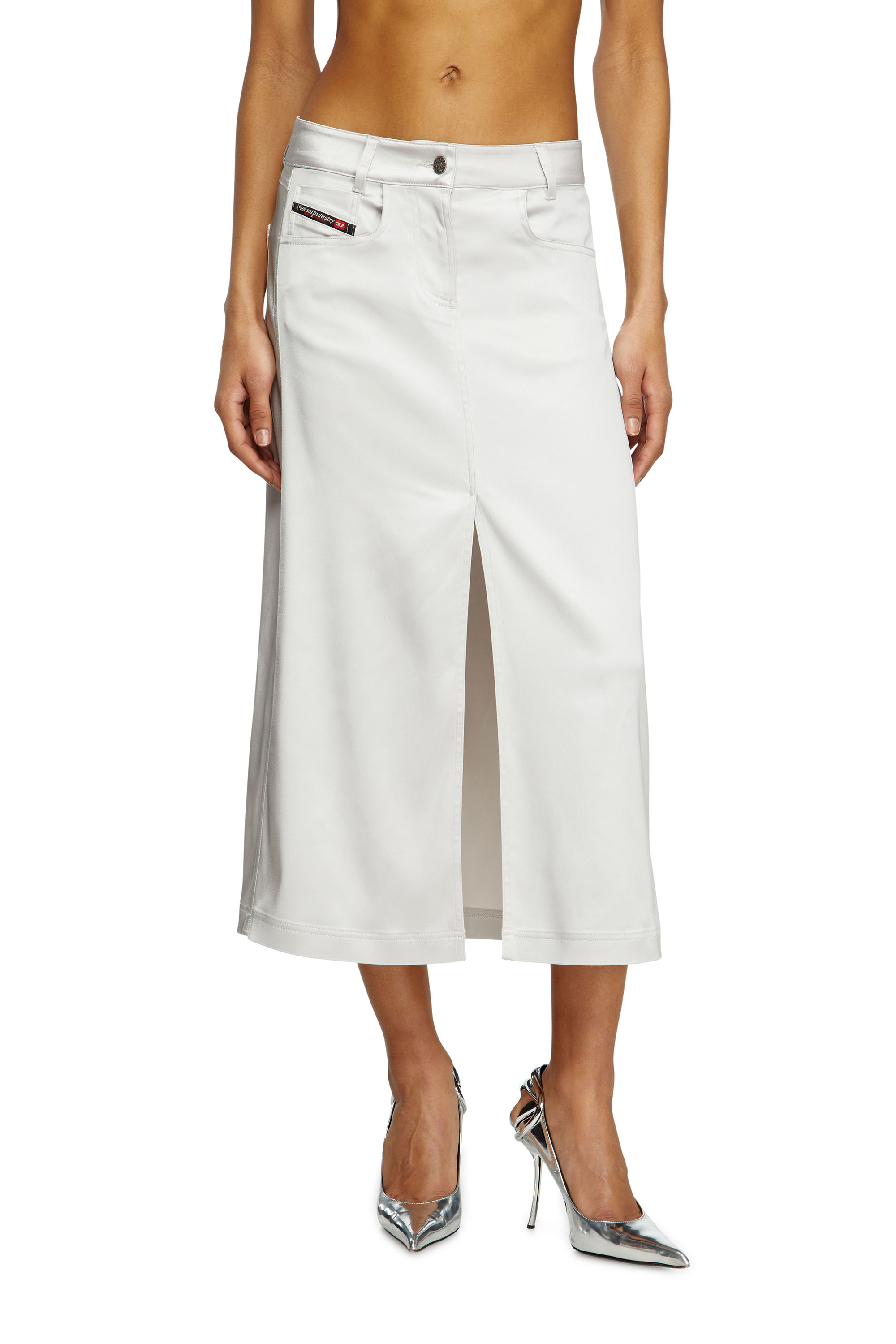 Diesel - O-EBBEY, Robe midi en satin stretch Femme in Blanc - 1