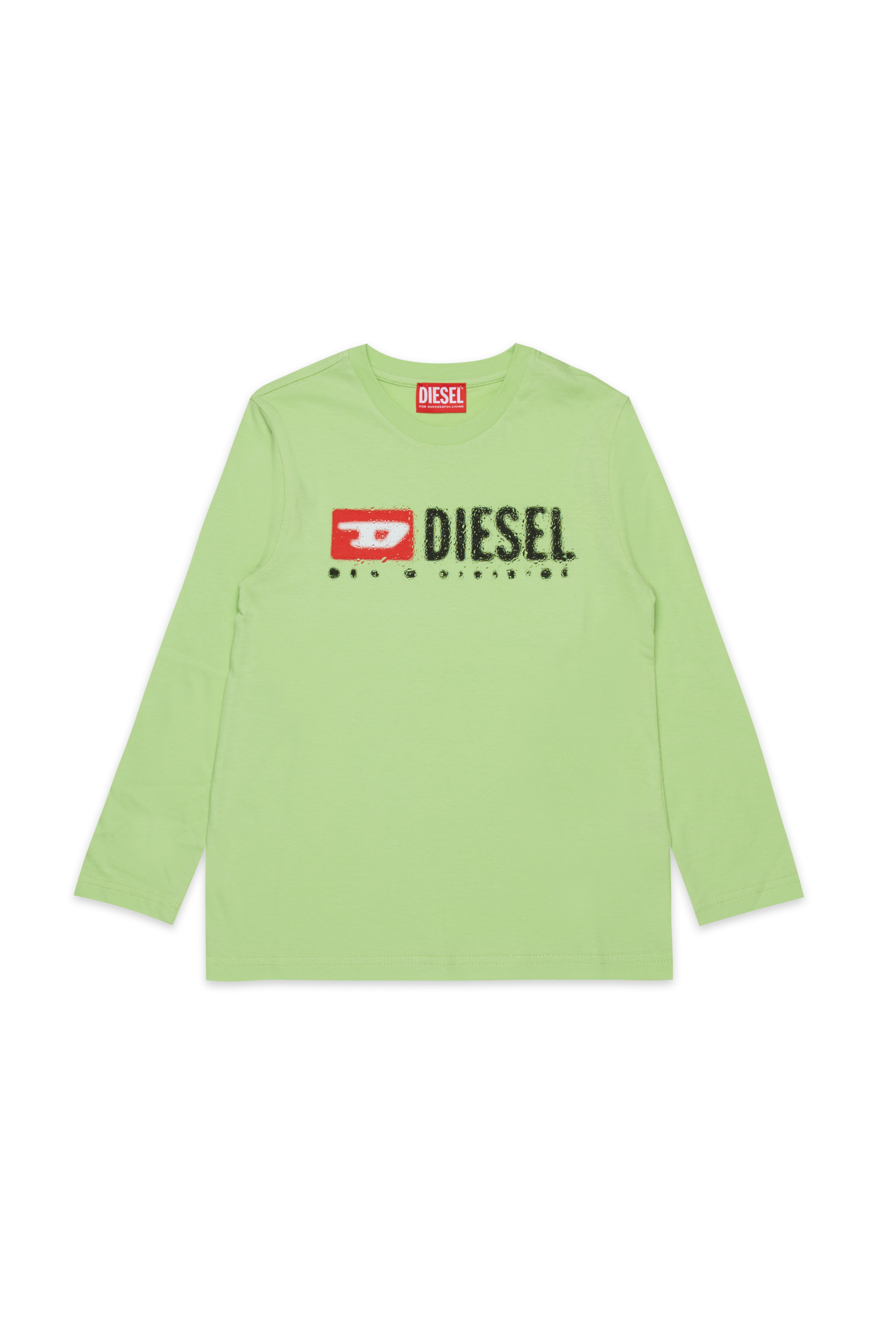 Diesel - TDROPS, T-shirt girocollo in cotone con stampa logo Uomo in Verde - 1
