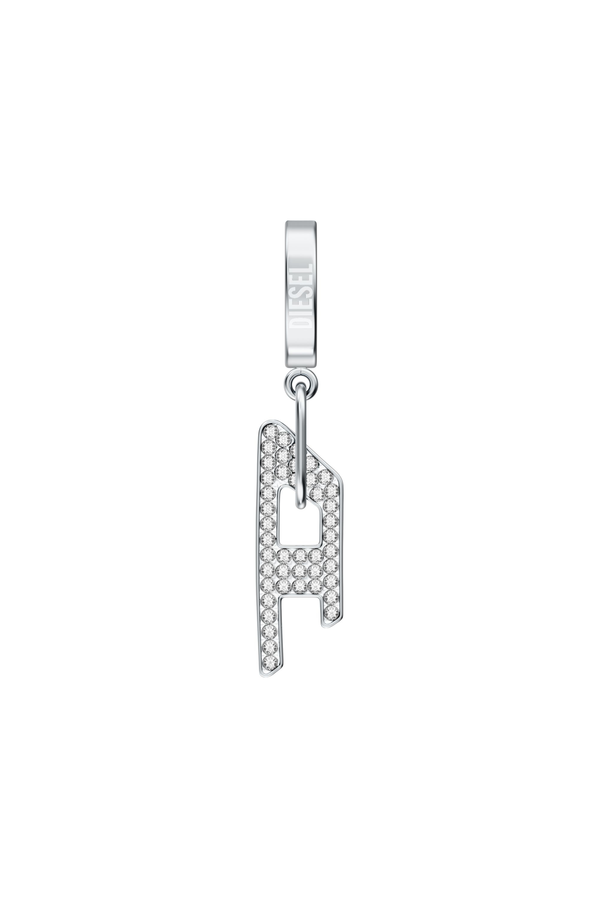 Diesel - DX1706040 JEWELLERY, Orecchino pendente D drop in acciaio inox lucido Unisex in Argento - 2