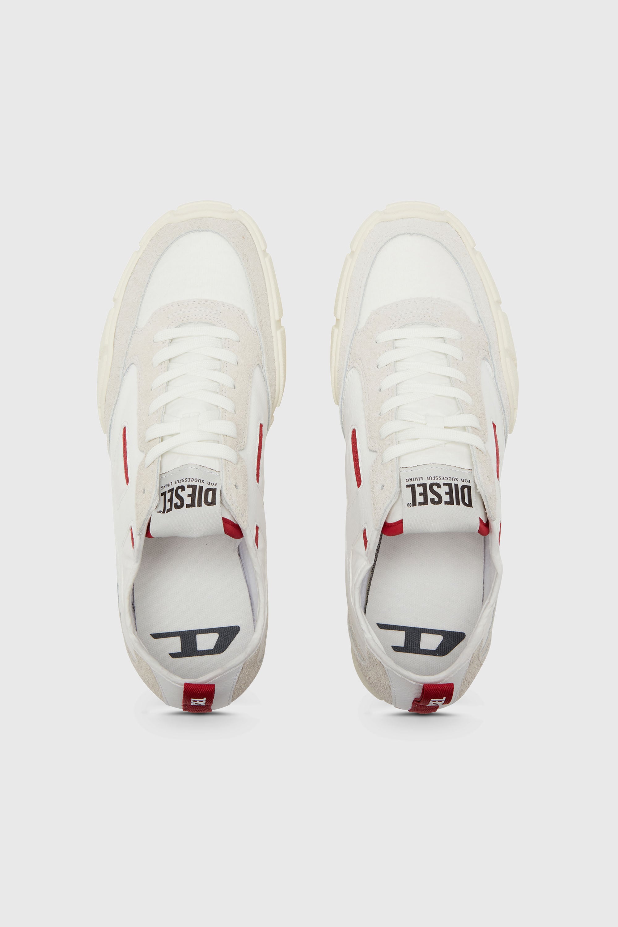 Diesel - S-PAGODHA LOW, Herren S-Pagodha-Sneakers aus Leder, Wildleder und Ripstop in Weiss/Rot - 4