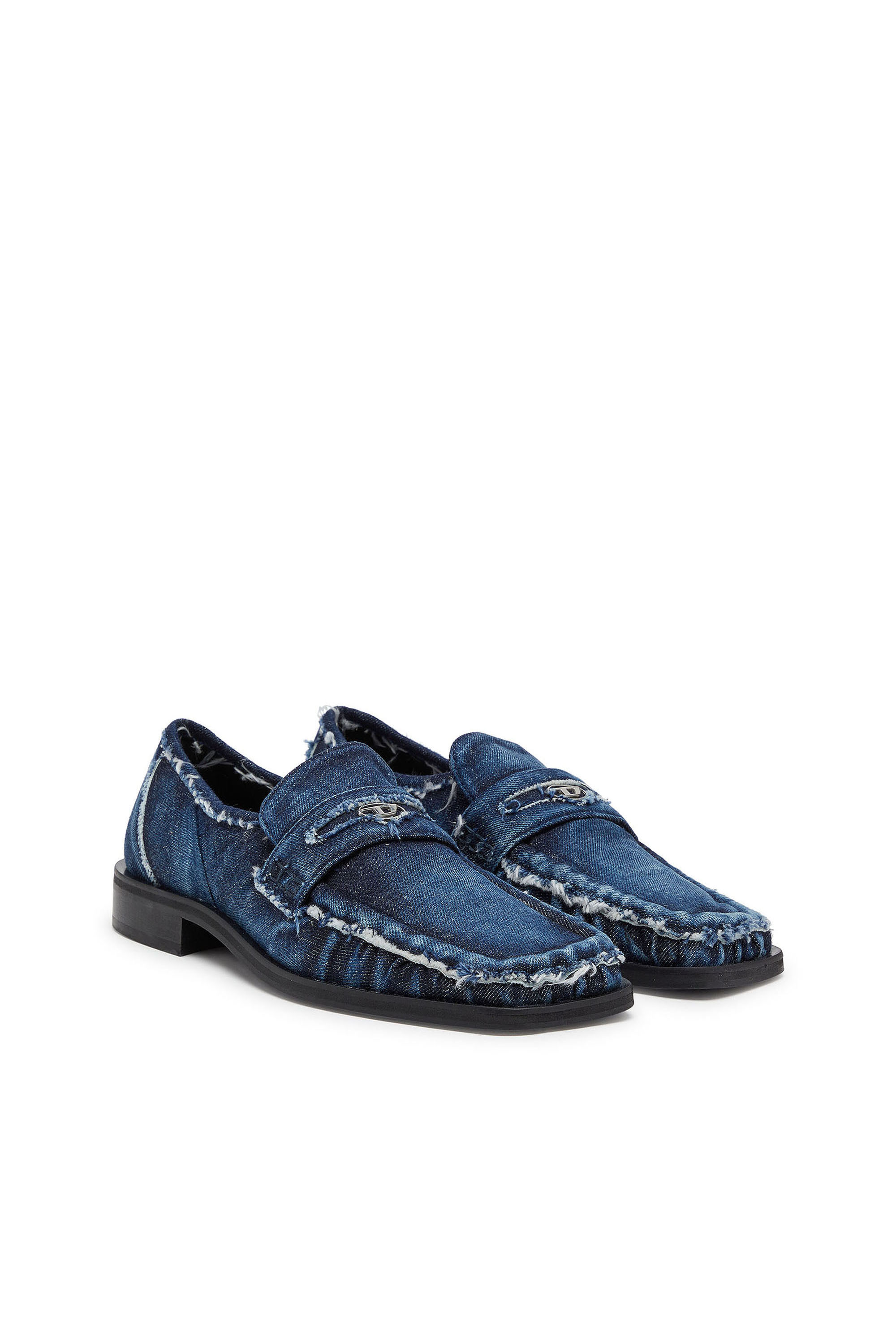 Diesel - D-AMBER LOAFER, D-Amber - Penny loafers in denim a taglio vivo Uomo in Blu - 2